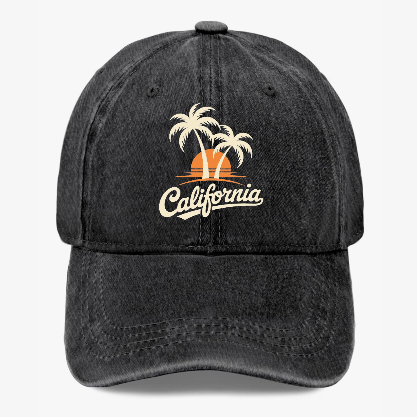 California Hat Palm Tree Sunset Vintage Baseball Cap Summer Beach Hat Adjustable