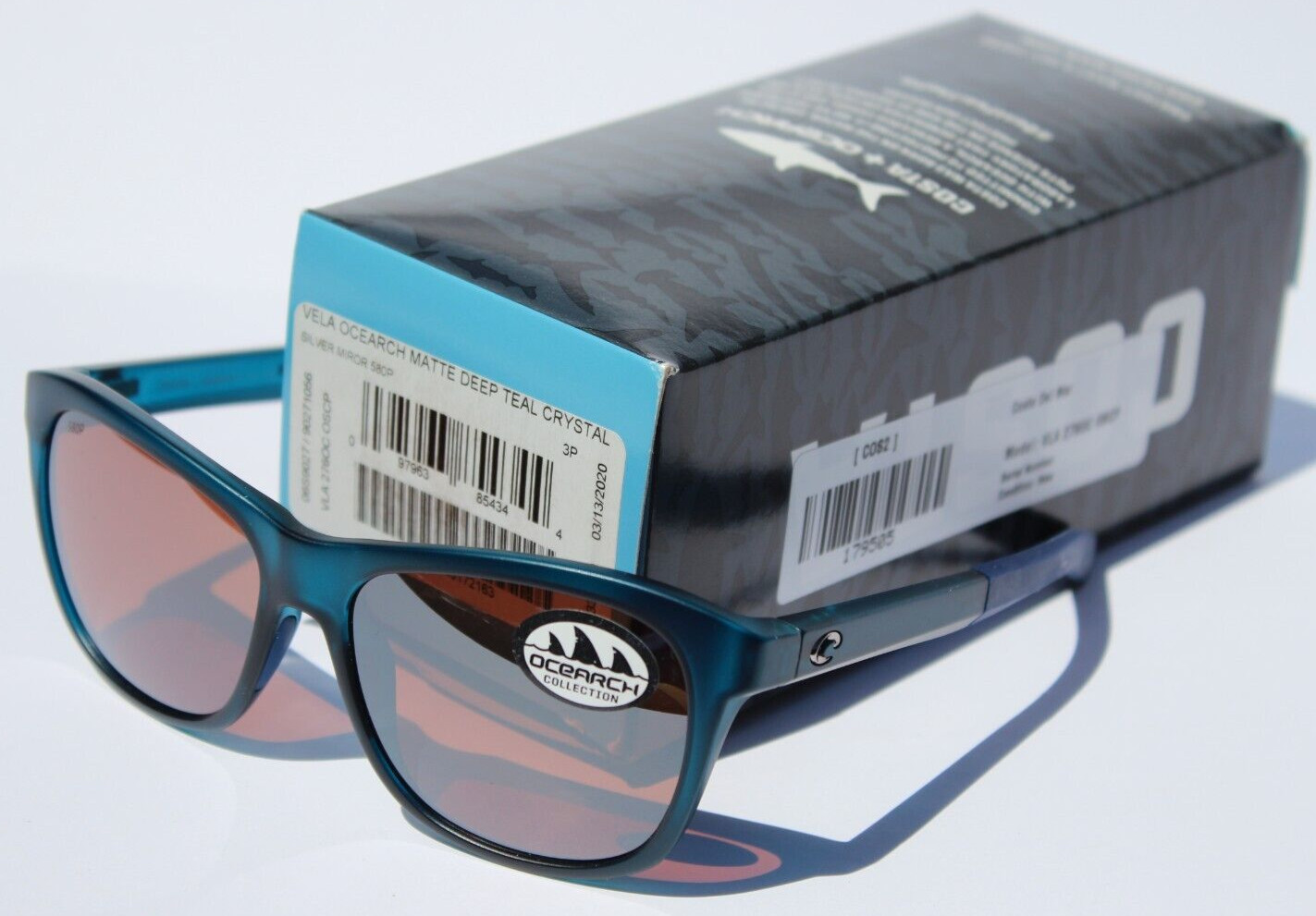 COSTA DEL MAR Vela POLARIZED Sunglasses OCEARCH Matte Teal Crystal/Silver 580P