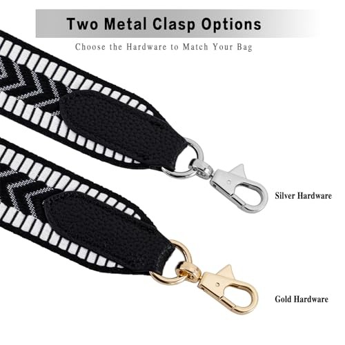 Purse Strap Replacement Adjustable Length 29.5–50.4 in Black / Gold Hardware