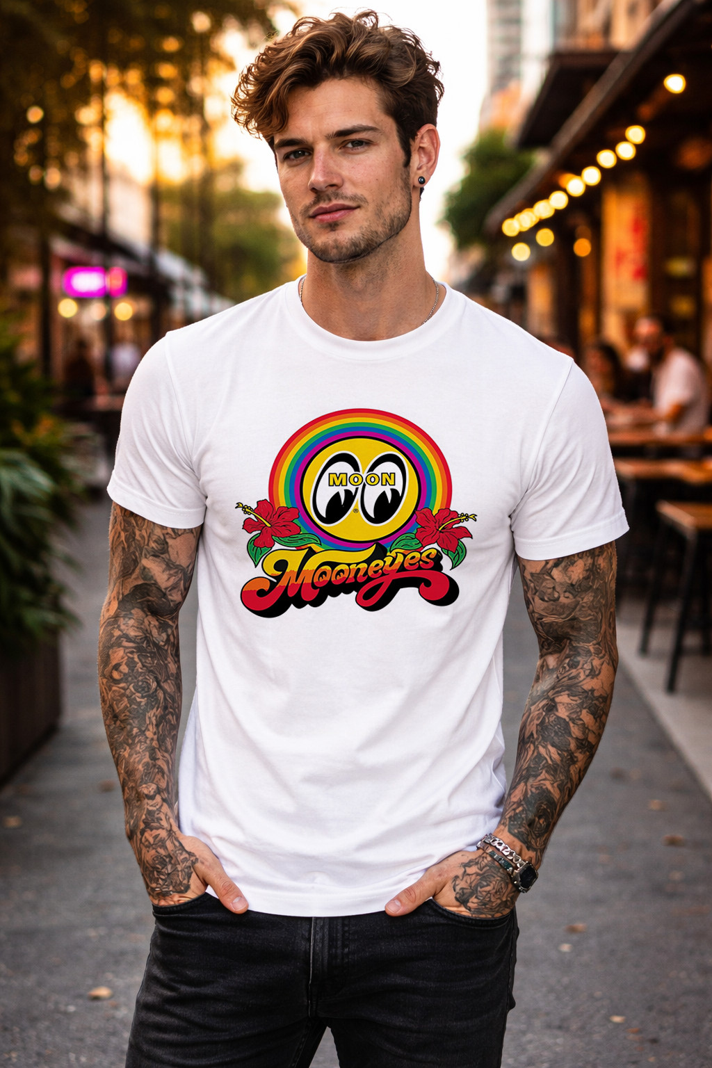 Moon Mooneyes Streetwear Retro Vintage Style Moon Mooneyes Circular Fan Graphic