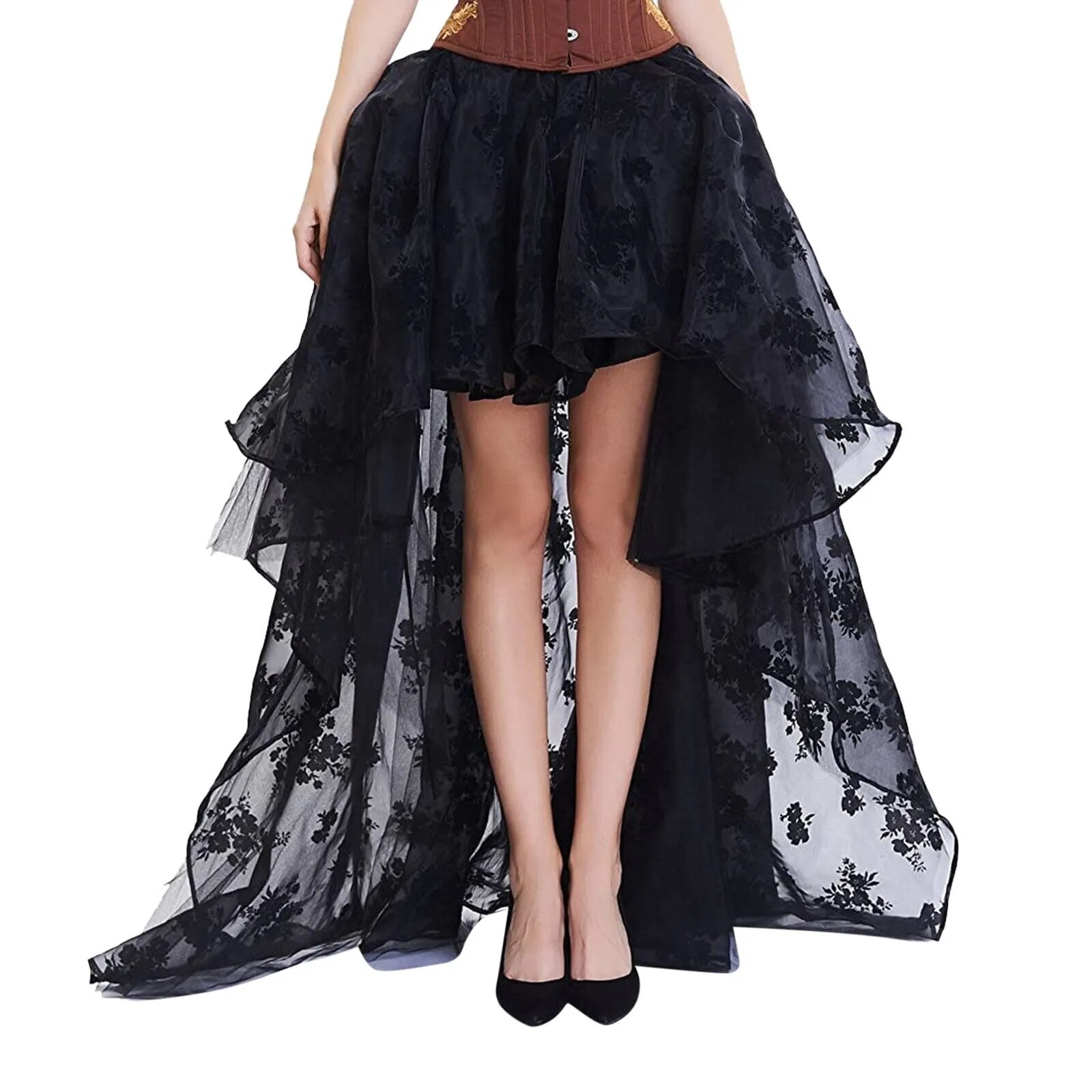 Sexy Black High Split Women Tulle Maxi Skirts Party Puffy Long Tulle Skirts Mesh
