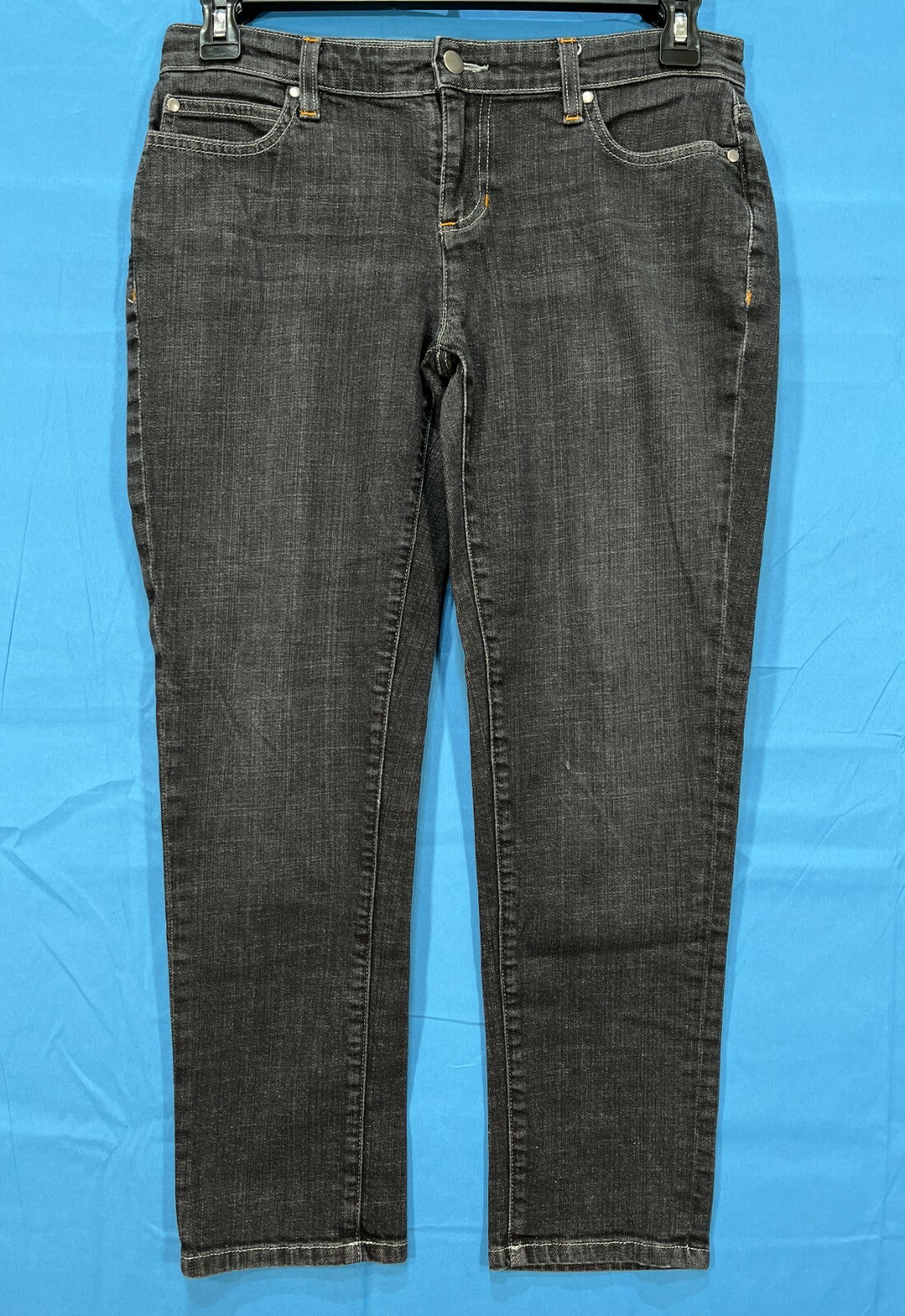 EILEEN FISHER Charcoal Wash DENIM Stretch ORGANIC COTTON Straight Leg JEANS 8P