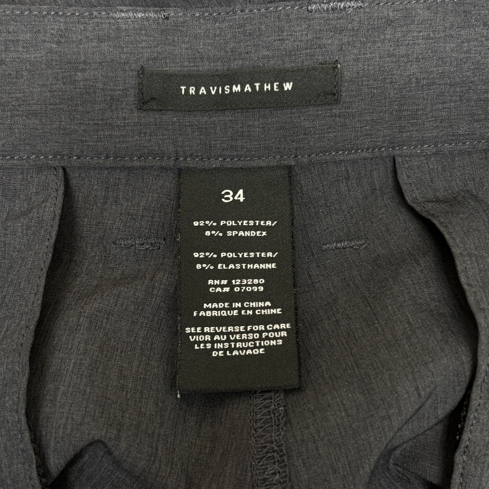 Travis Mathew Men Golf Performance Pants Size 34 (34×30) Gray Flat Front C002 28
