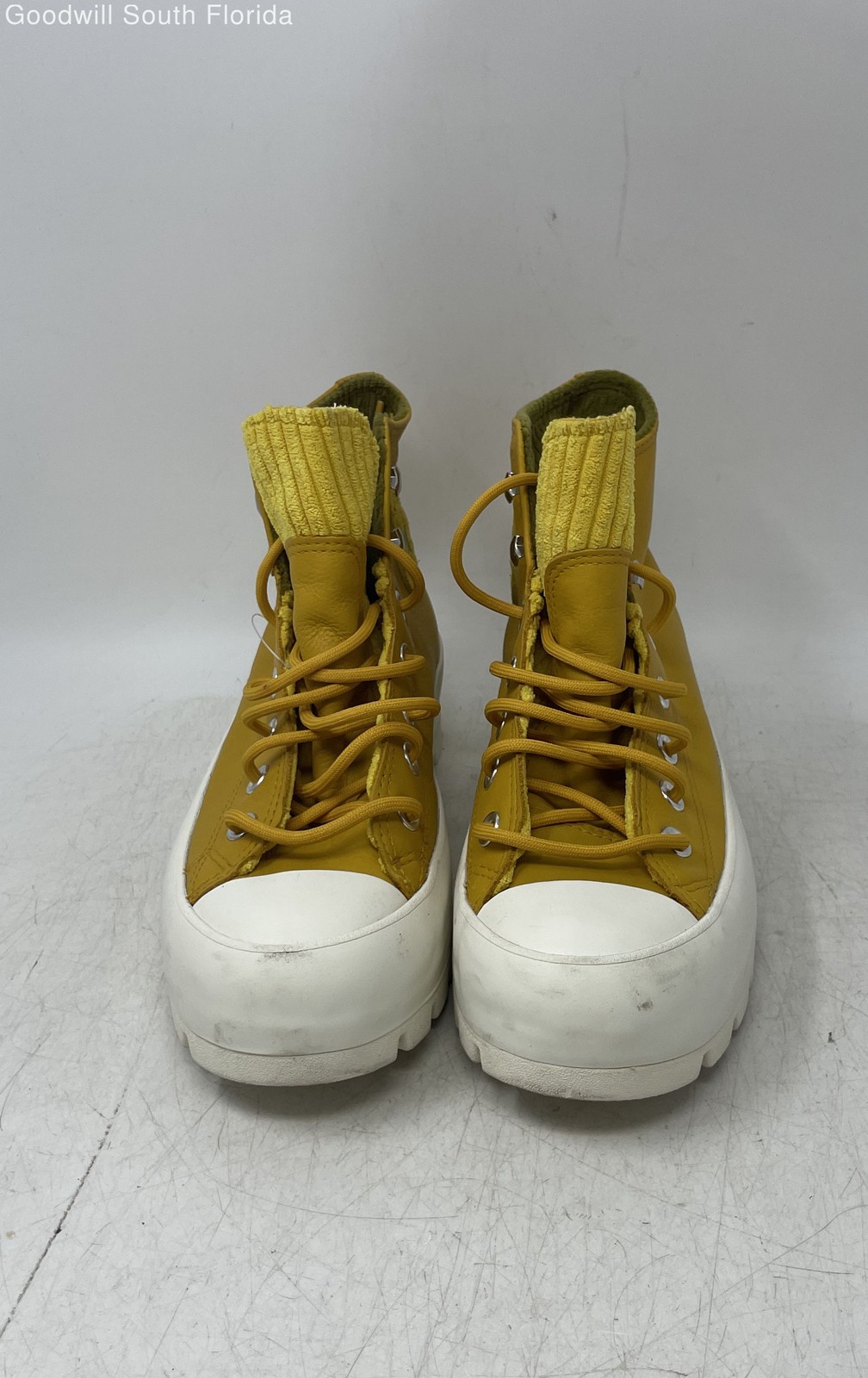 Converse Womens CTAS Lugged Winter Hi 565005C Yellow White Sneaker Shoes Sz 7.5