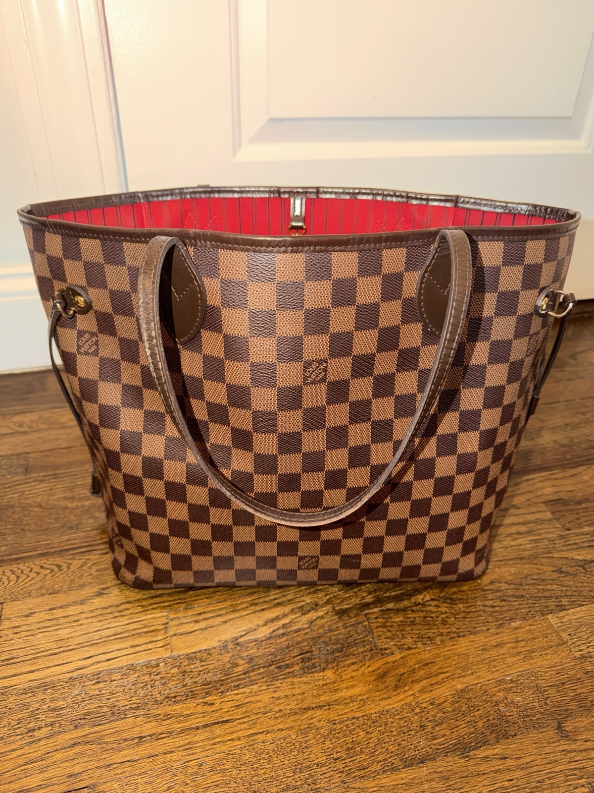 Louis Vuitton Neverfull Open/No Closure Tote MM Brown Canvas/Leather
