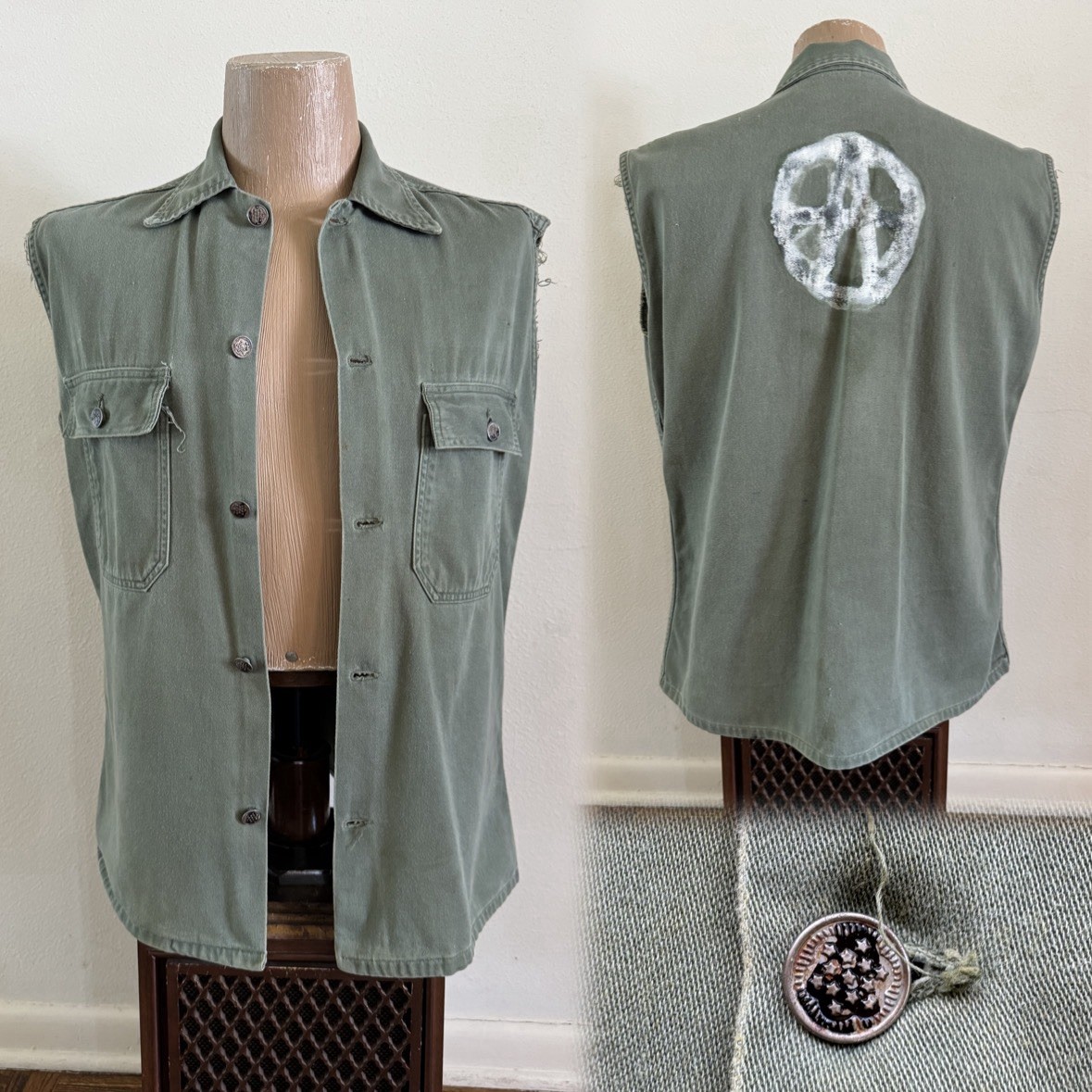 1950s Vtg Korean War US Army 13 Star Utility Shirt Military Punk Rock Skate 50s