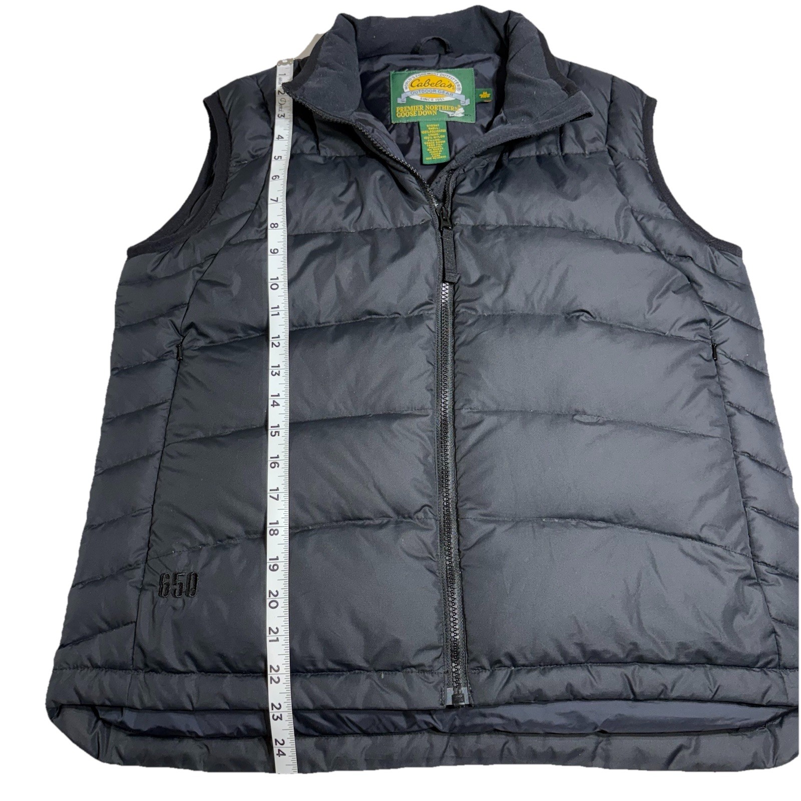 Cabelas Premier Northern Goose Down Puffer Vest Jacket 650 Black Mens MReg Zip