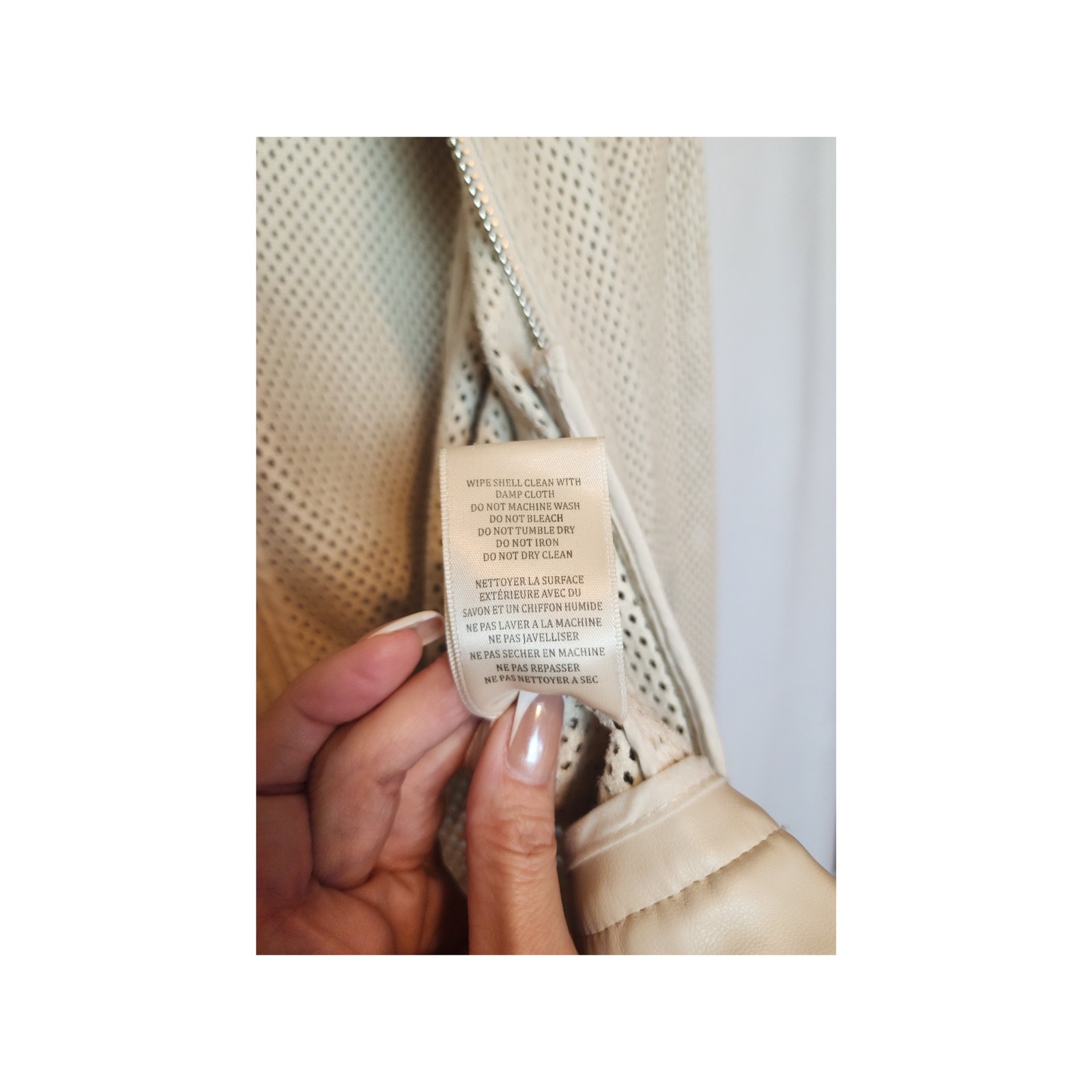BLANKNYC Perforated Moto Jacket Women’s Small Cream Faux Leather Zip Pockets