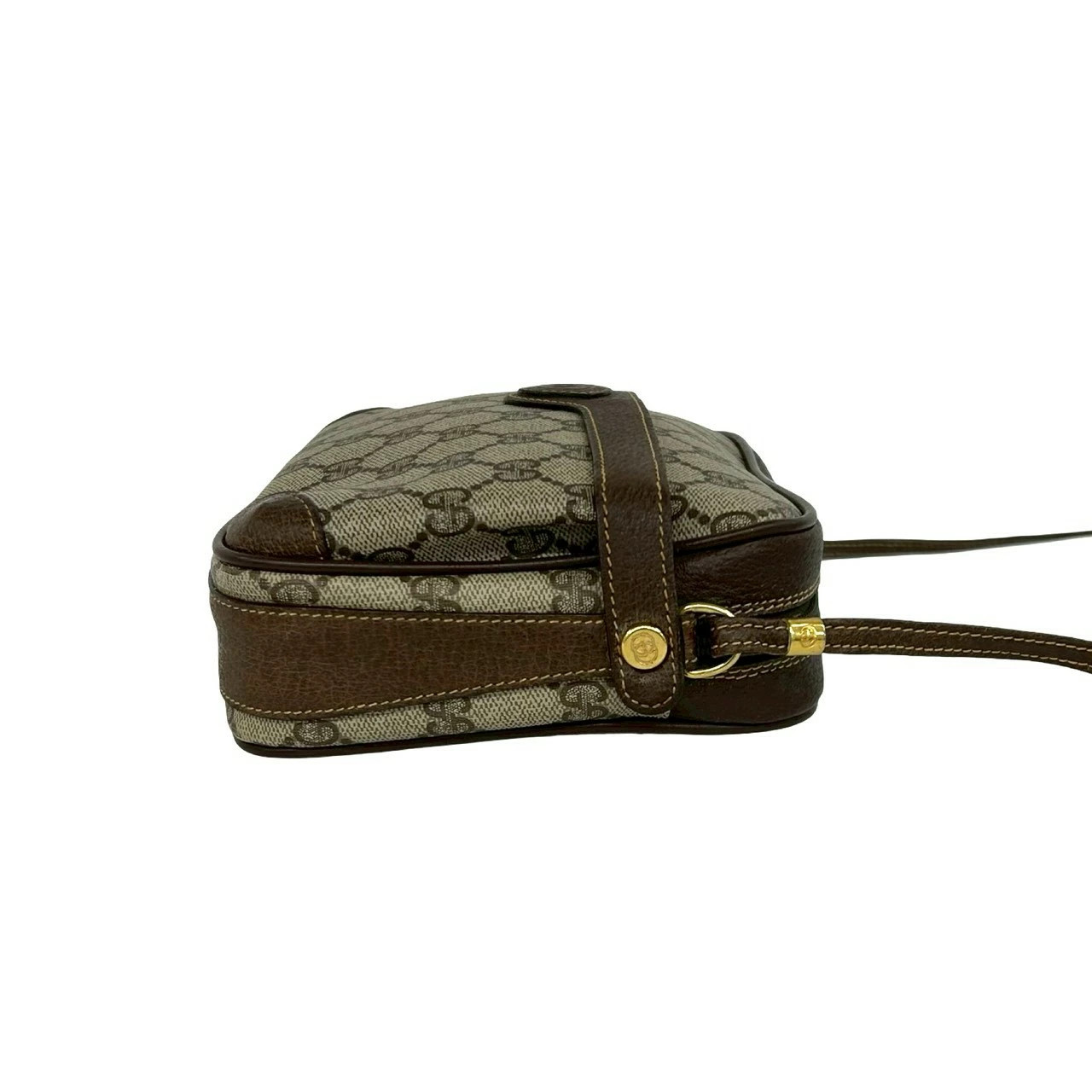 GUCCI Vintage Old Gucci GG Logo Pattern Leather Mini Shoulder Bag Pochette Brown