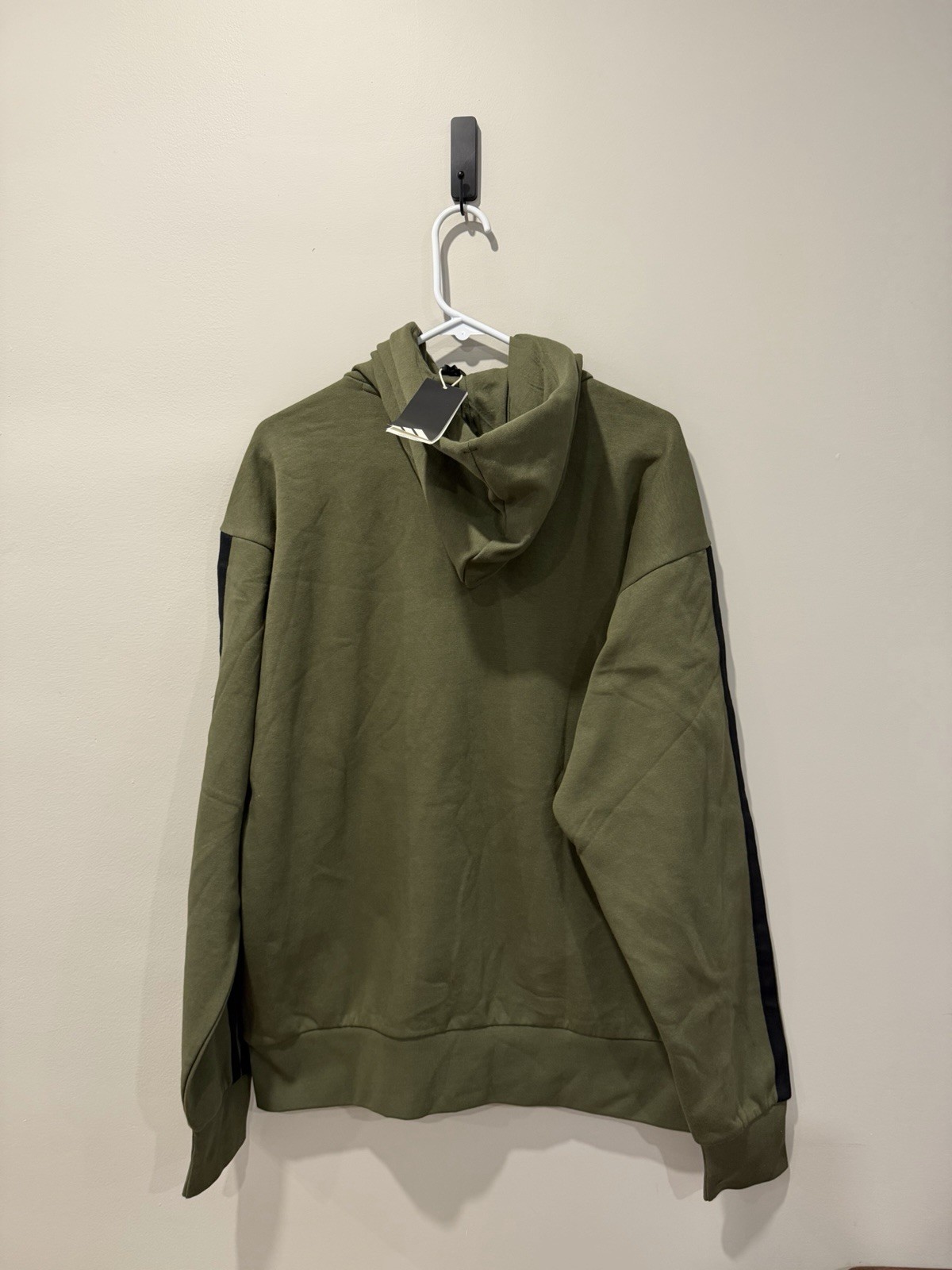NWT adidas men Essentials Fleece 3-Stripes Full-Zip Hoodie Size Large