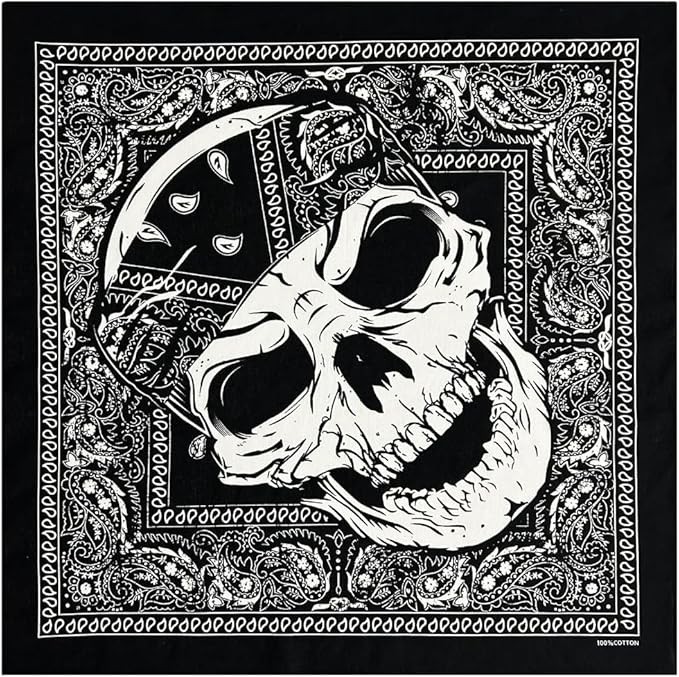 Bycc Bynn 4-Pack 100% Cotton Bandana Set, Vintage Graphic Print, 22×22 inches