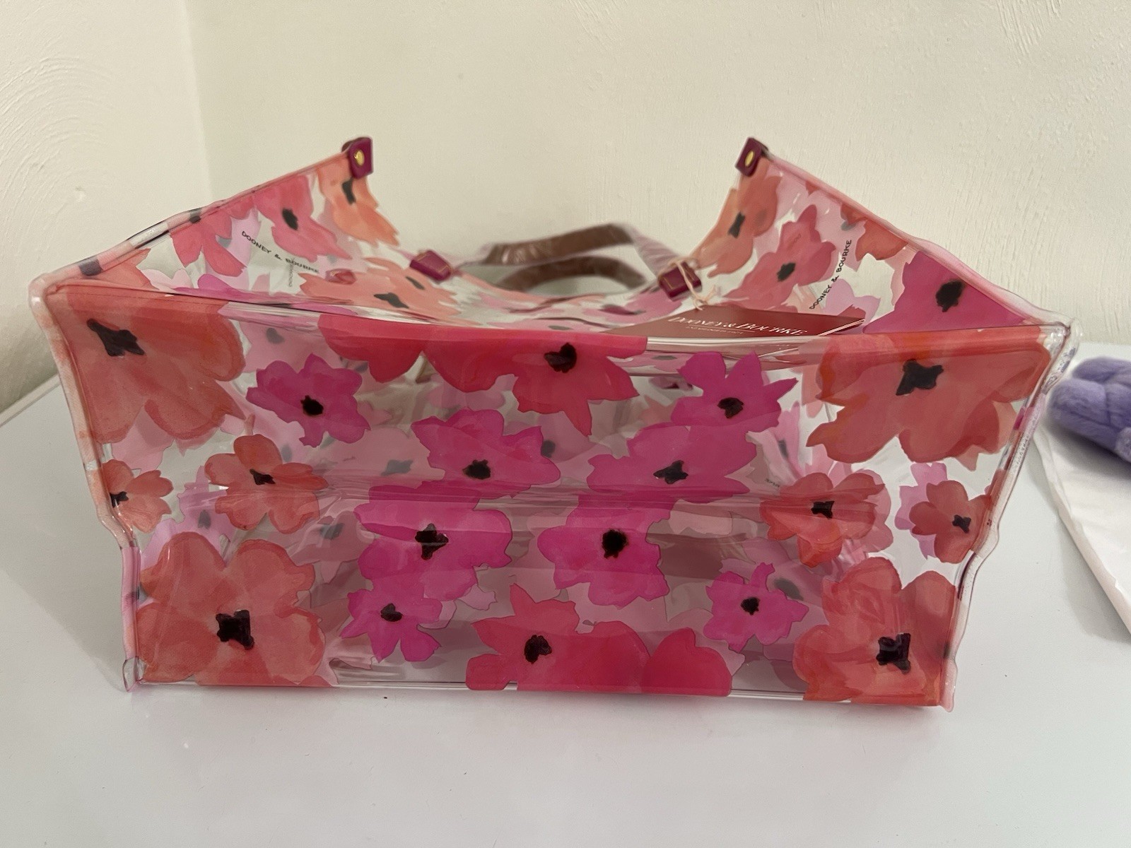 DOONEY & BOURKE MEDIUM SHOPPER TOTE HANDBAG PVC CLEAR Transparent Bloom Floral