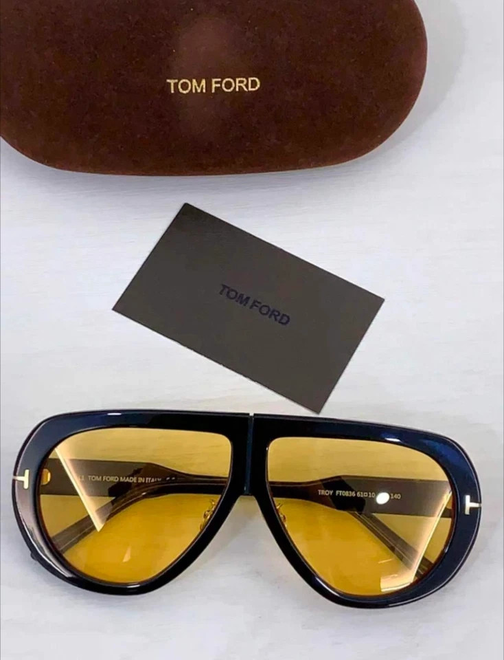 Tom Ford Troy Sunglasses FT0836 Black/Yellow 61-10-140mm With Case New