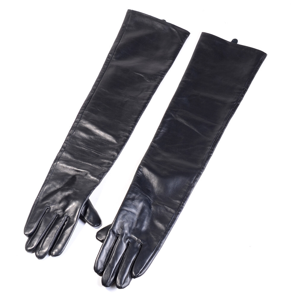 60 70 80cm Men’s Male 100% Real leather Punk Party Dancing Opera/Long Gloves