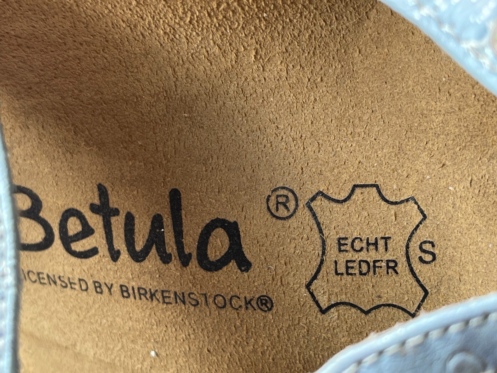 Betula Birkenstock Bombay Leaf Sandal Womens 8 EU 39 Blue Leather Birko Flor