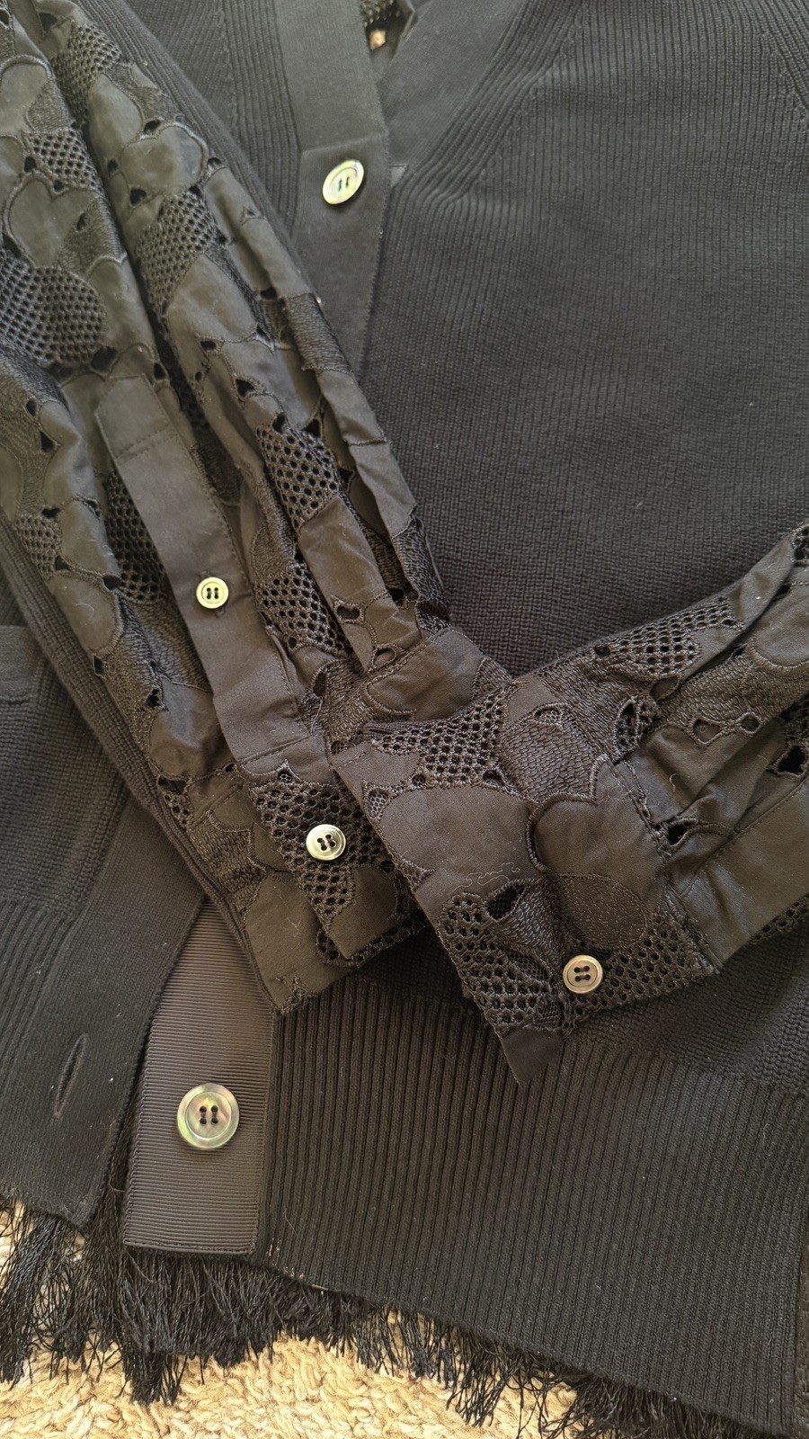 Sacai Luck Japanese knit lace embroidered Cardigan Button