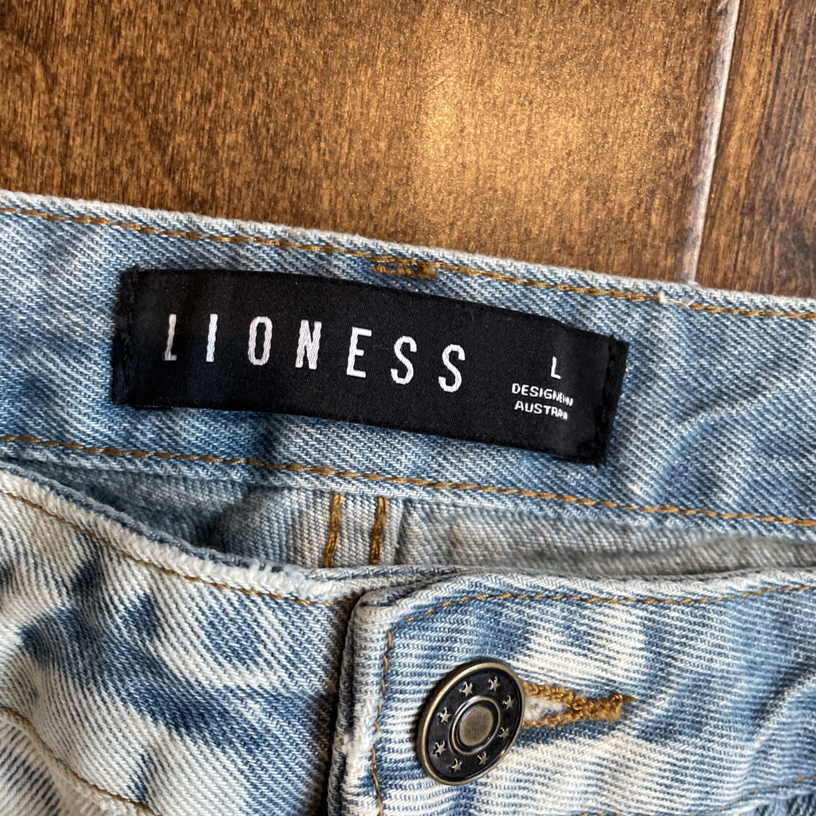 Lioness Jeans Size Large Blue Straight Leg High Rise 100% Cotton Designer CE2