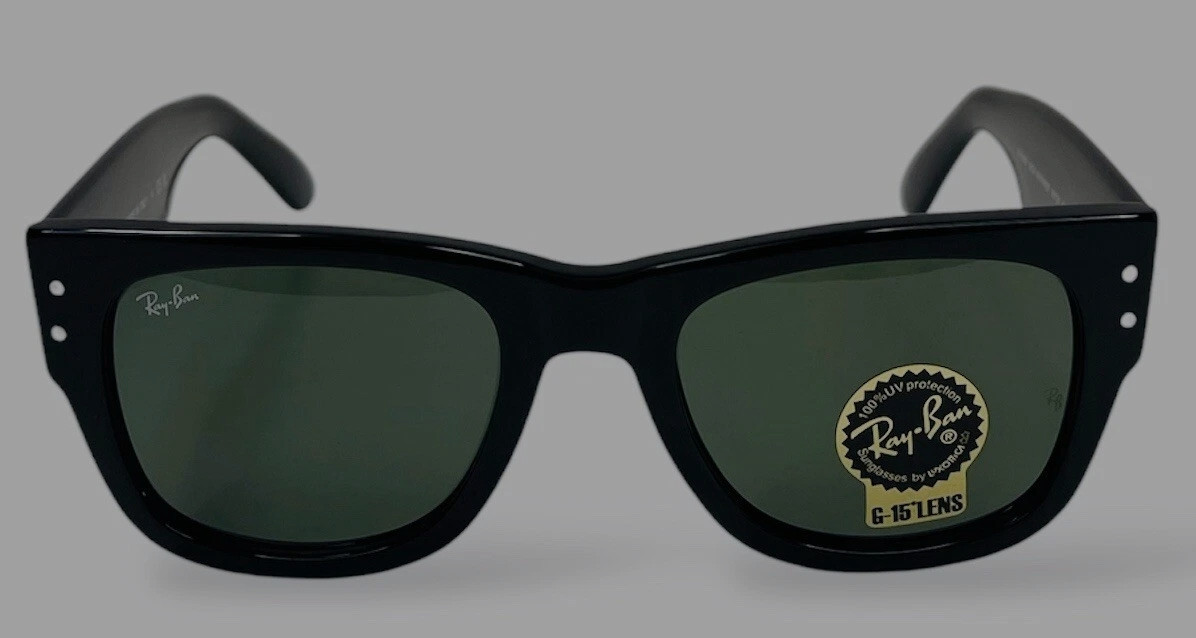 Ray Ban Mega Wayfarer RB0840S 901/31 51 Black w/ Green Sunglasses Rayban 0840S