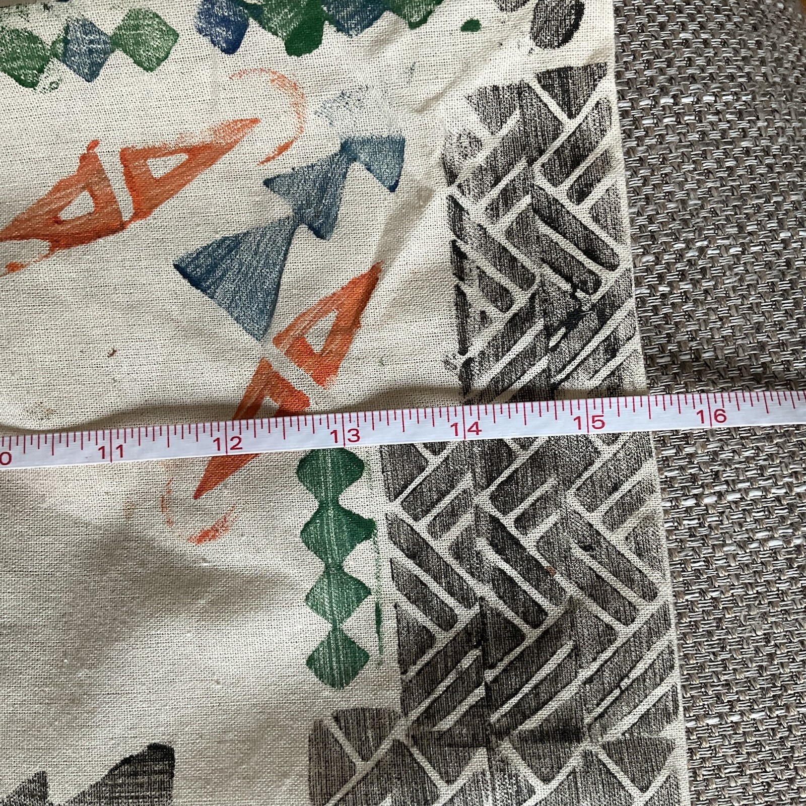 Aztec Canvas Tote Bag Beige Sponge-Painted Geometric Western Southwestern Bag