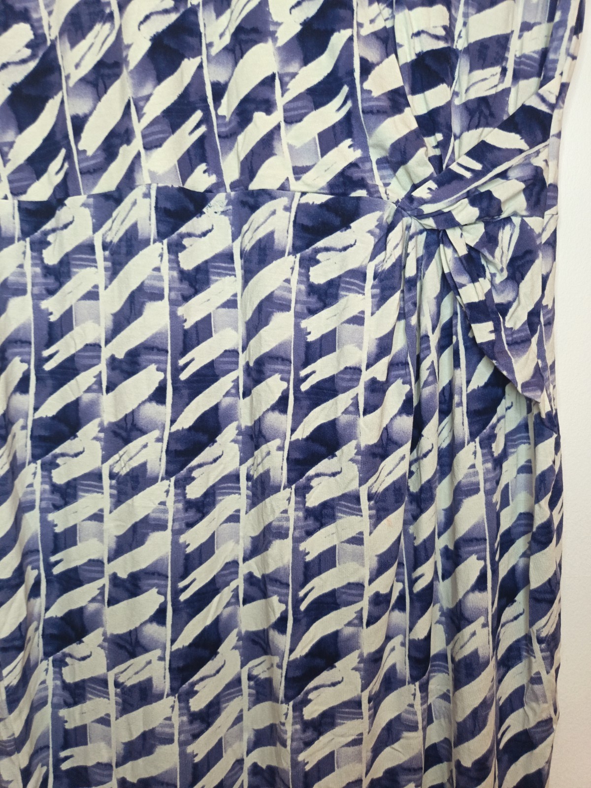 M&Co Blue White Patterned Colourful Knee Length Summer Day Dress Size 14 Party
