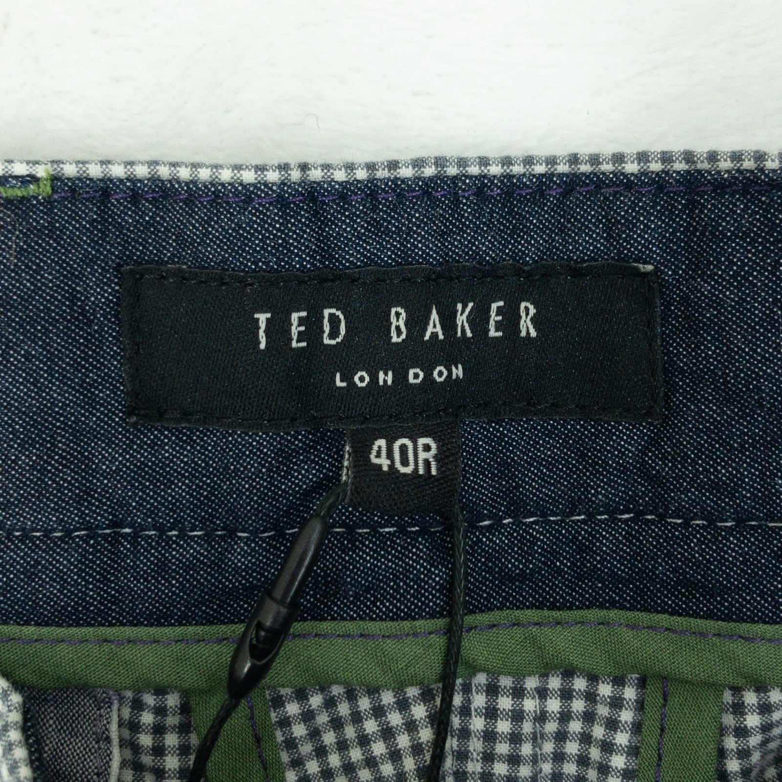 Ted Baker Shorts Mens Size 40R Blue Gingham Micro Check Casual 100% Cotton
