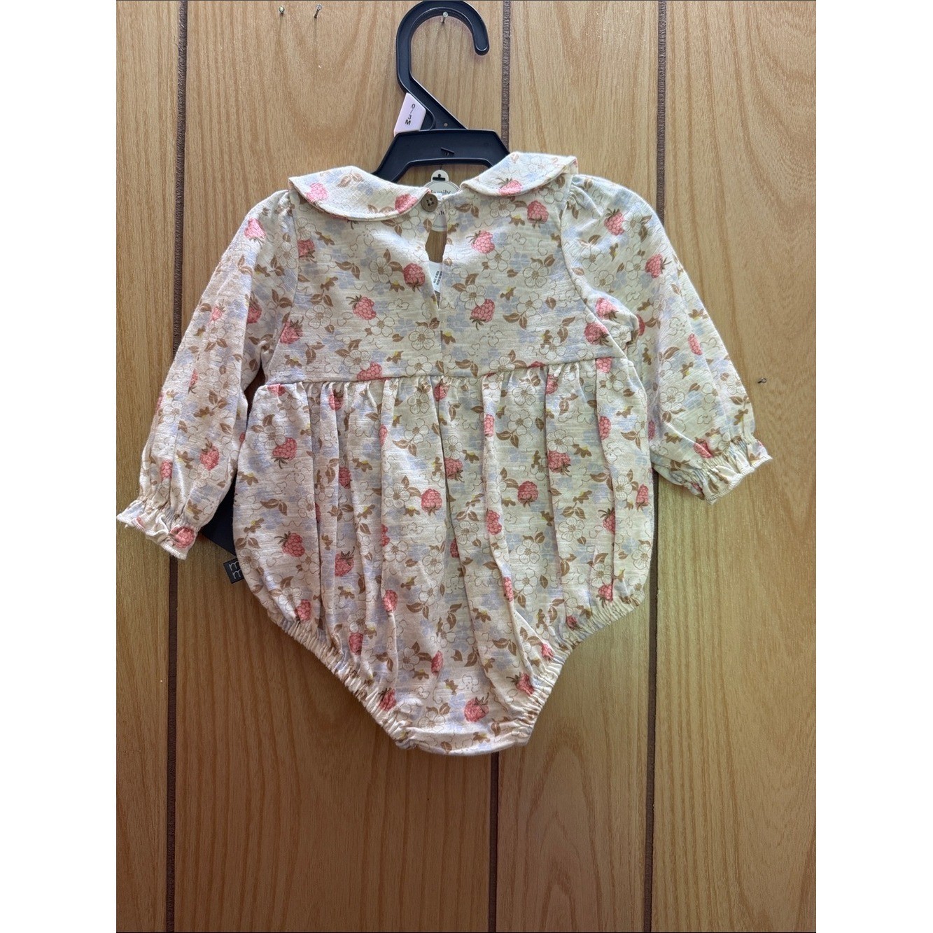 Gerber Cream Floral Smocked Baby One-Piece Bodysuit
