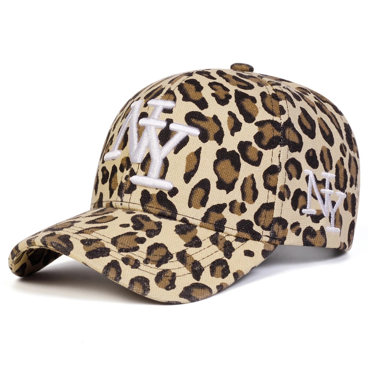 Leopard Print NY Baseball Cap Women Adjustable Trendy Streetwear Hat