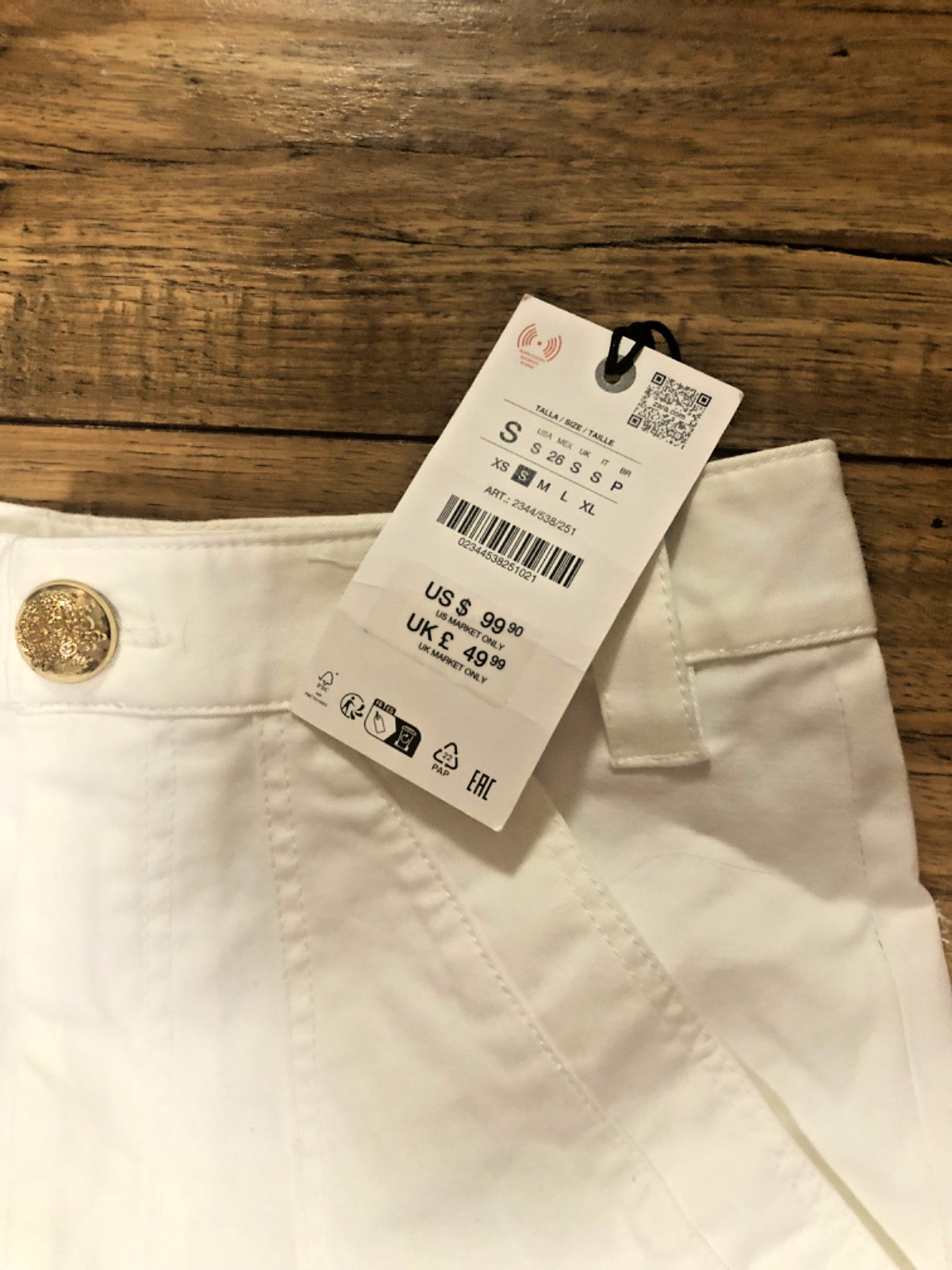 NWT Zara Size 6 Womens White Carpenter Style Jeans 30″ inseam