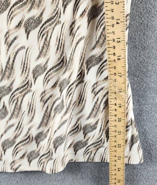 Anne Klein Printed Cowl Neck Cap-Sleeve Top Women’s S White Pullover Srtyle S/S