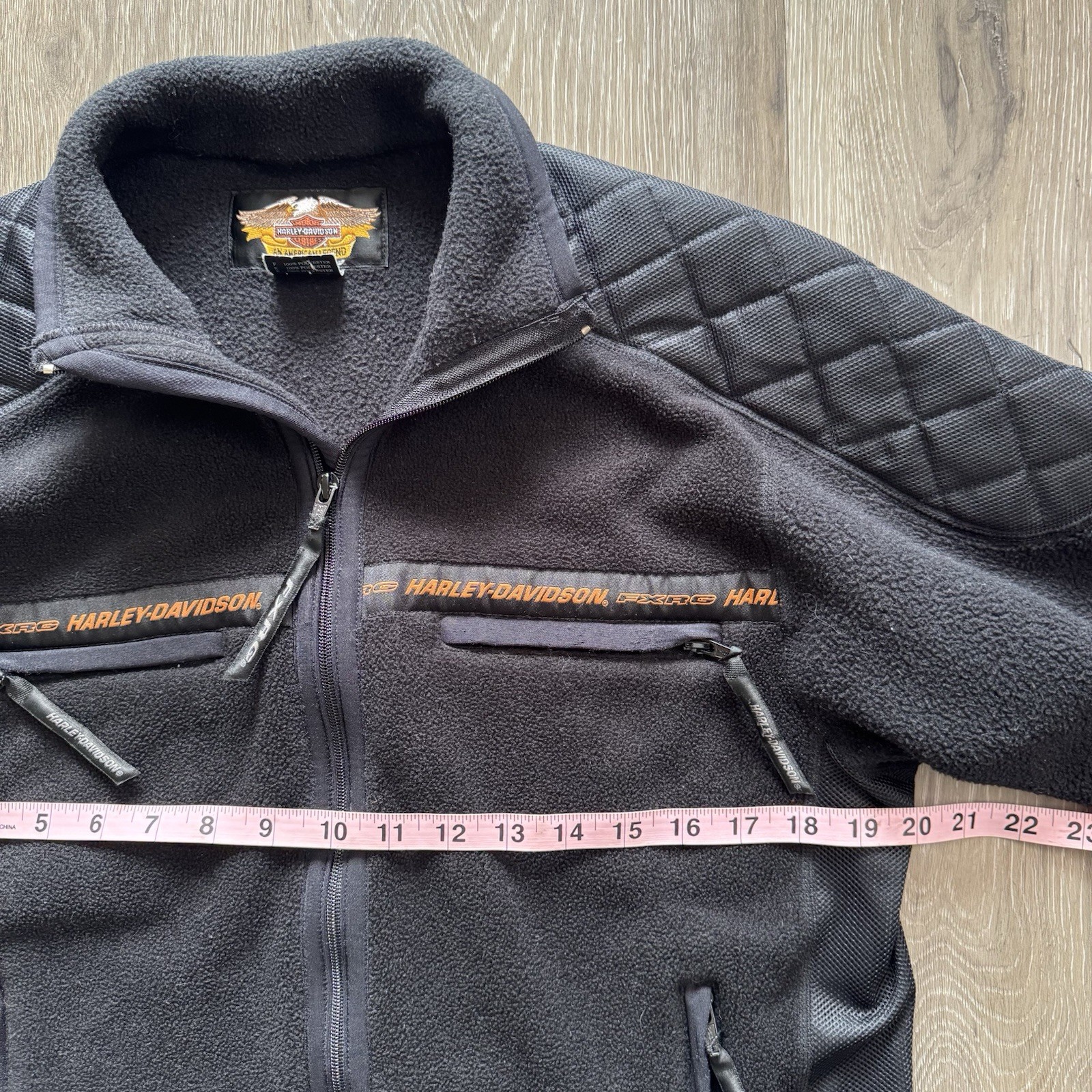 Harley Davidson Fxrg Mens Small Black Full Zip Padded Fleece Riding Jacket
