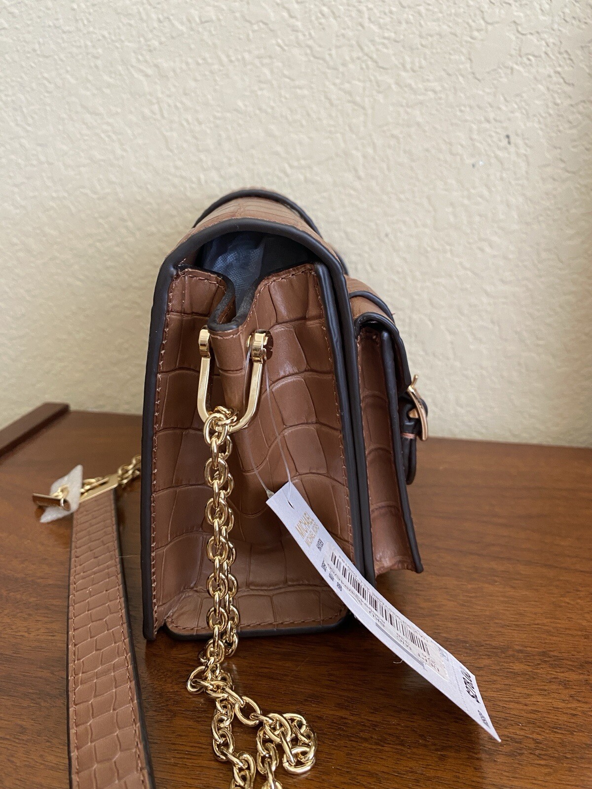 MICHAEL Michael Kors Hayden Pocket Messenger Embossed Leather Handbag Chestnut