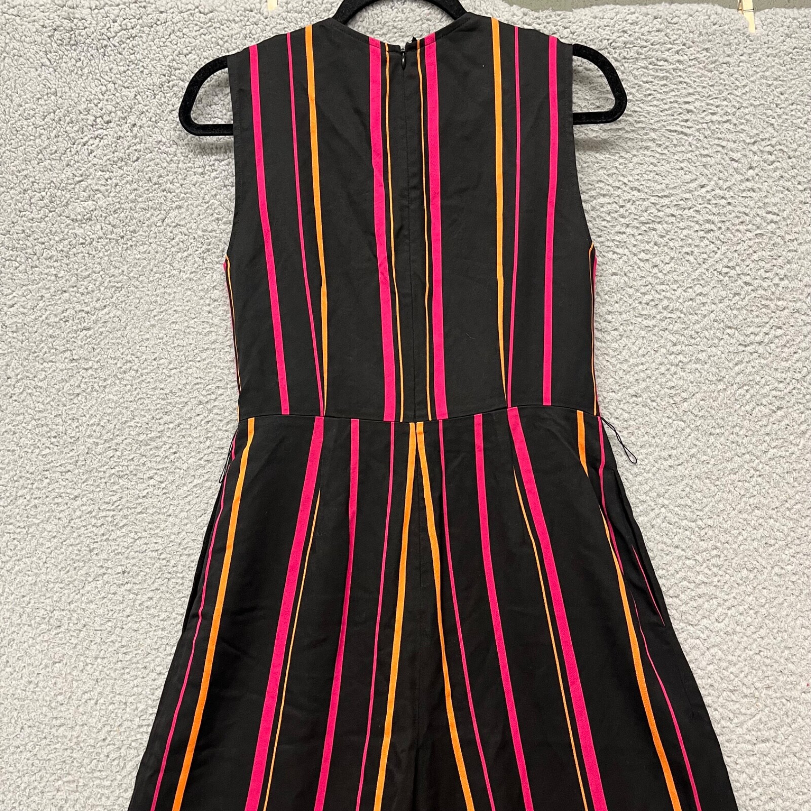 Diane Von Furstenburg Jumpsuit Womens M Black Striped Cropped Wide Leg V Neck