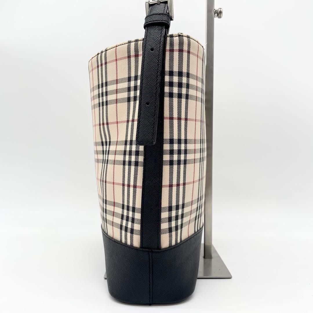 Burberry Nova Check Leather Tote Bag, 8.7×10.6×4.7in, Used