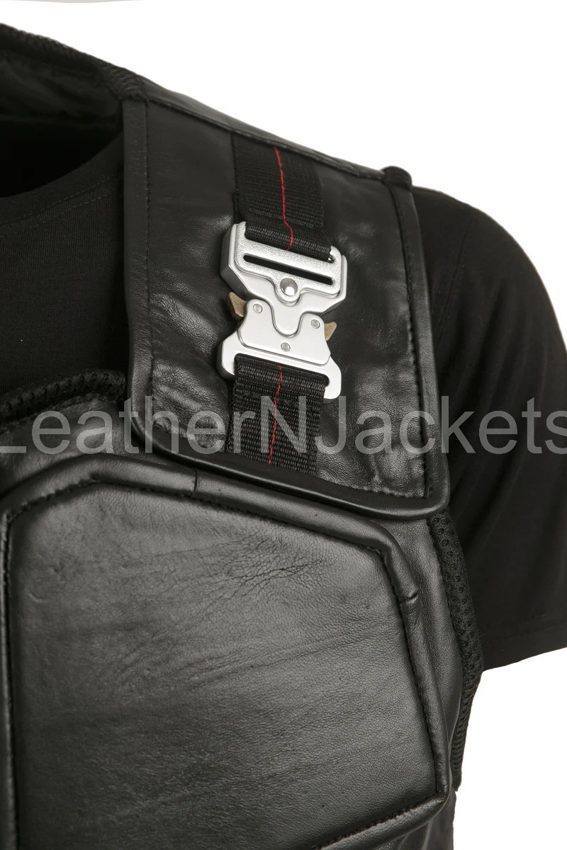 Mens Blade Wesley Snipes Trinity Cosplay Tactical Black Leather Vest Costume