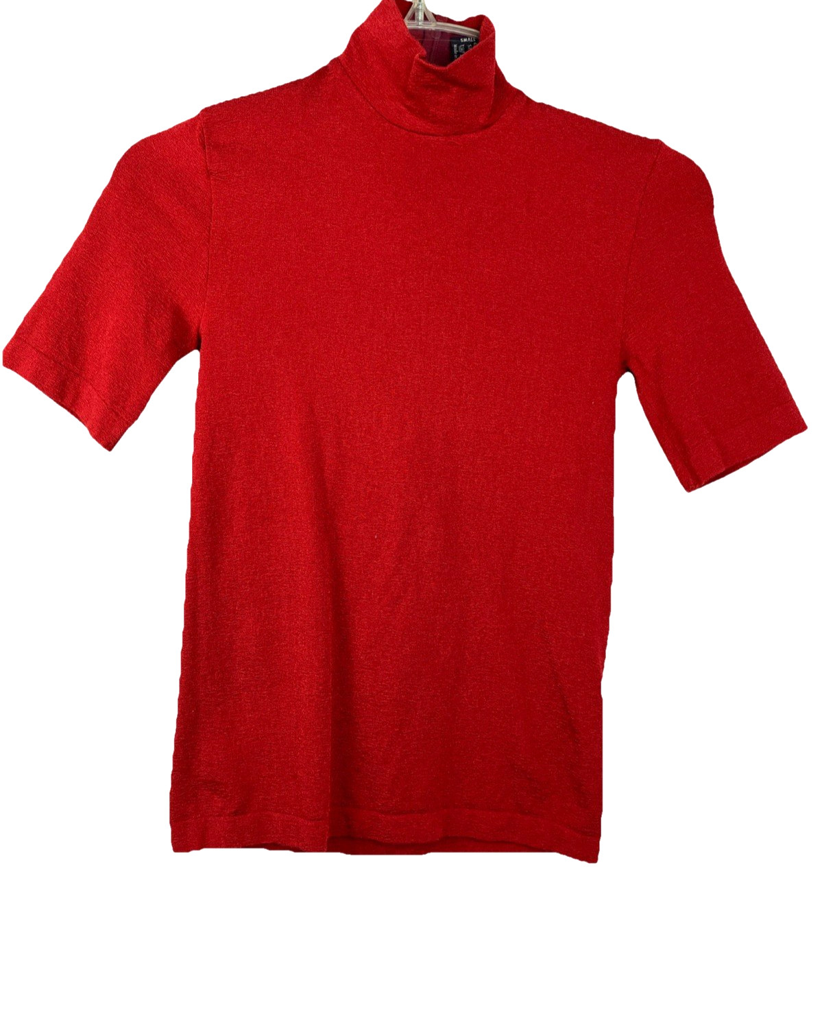 S Wolford Satin Naturel Short Sleeve top Mock Turtleneck Paprika Red
