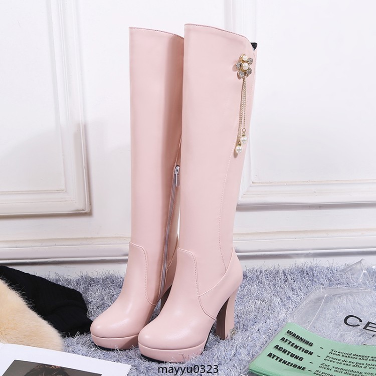 Womens Platform Zip Knee High Boots High Block Heel Winter Shoes Clubwear New