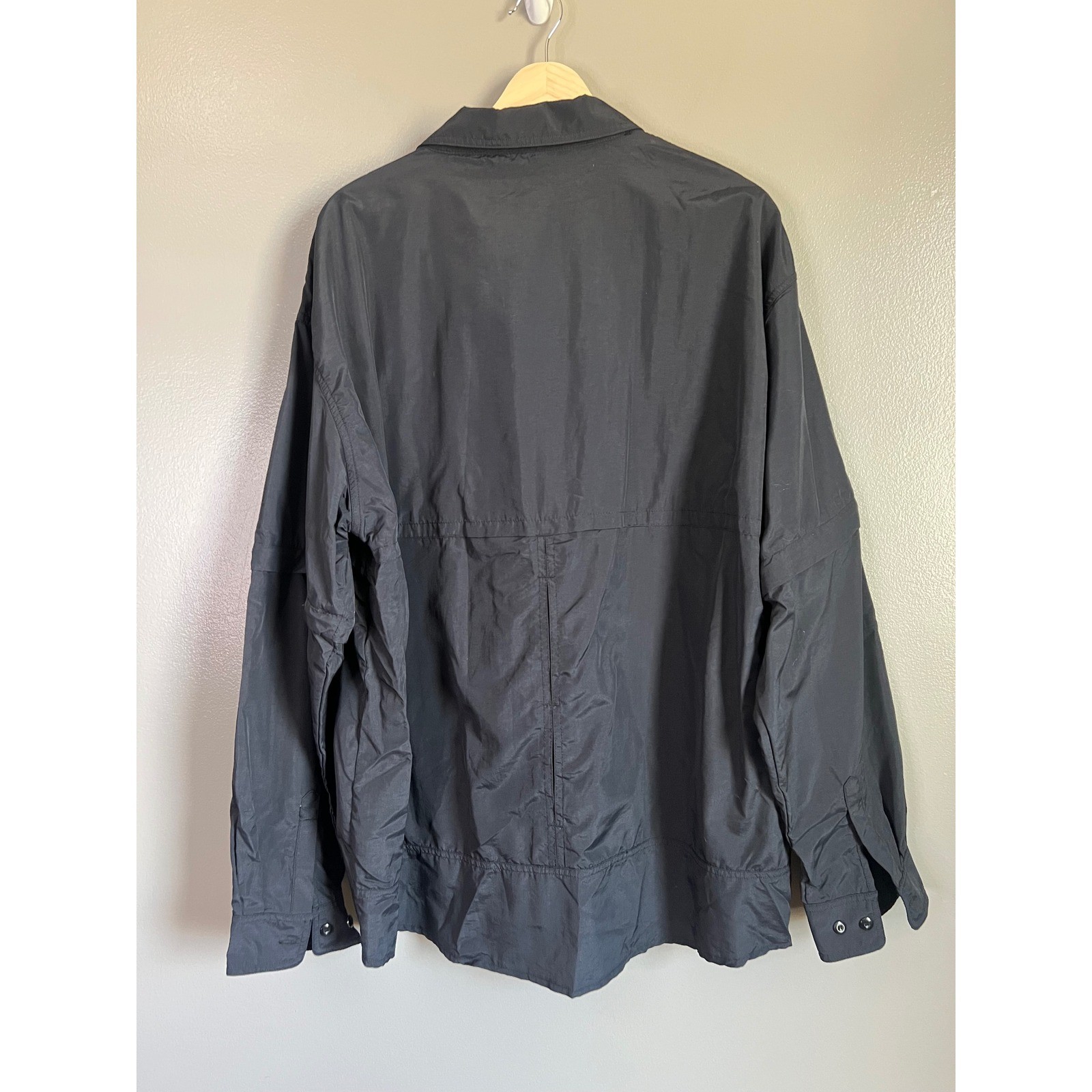 Black convertible sleeves button down outdoor fishing shirt size 2XL Tacvasen
