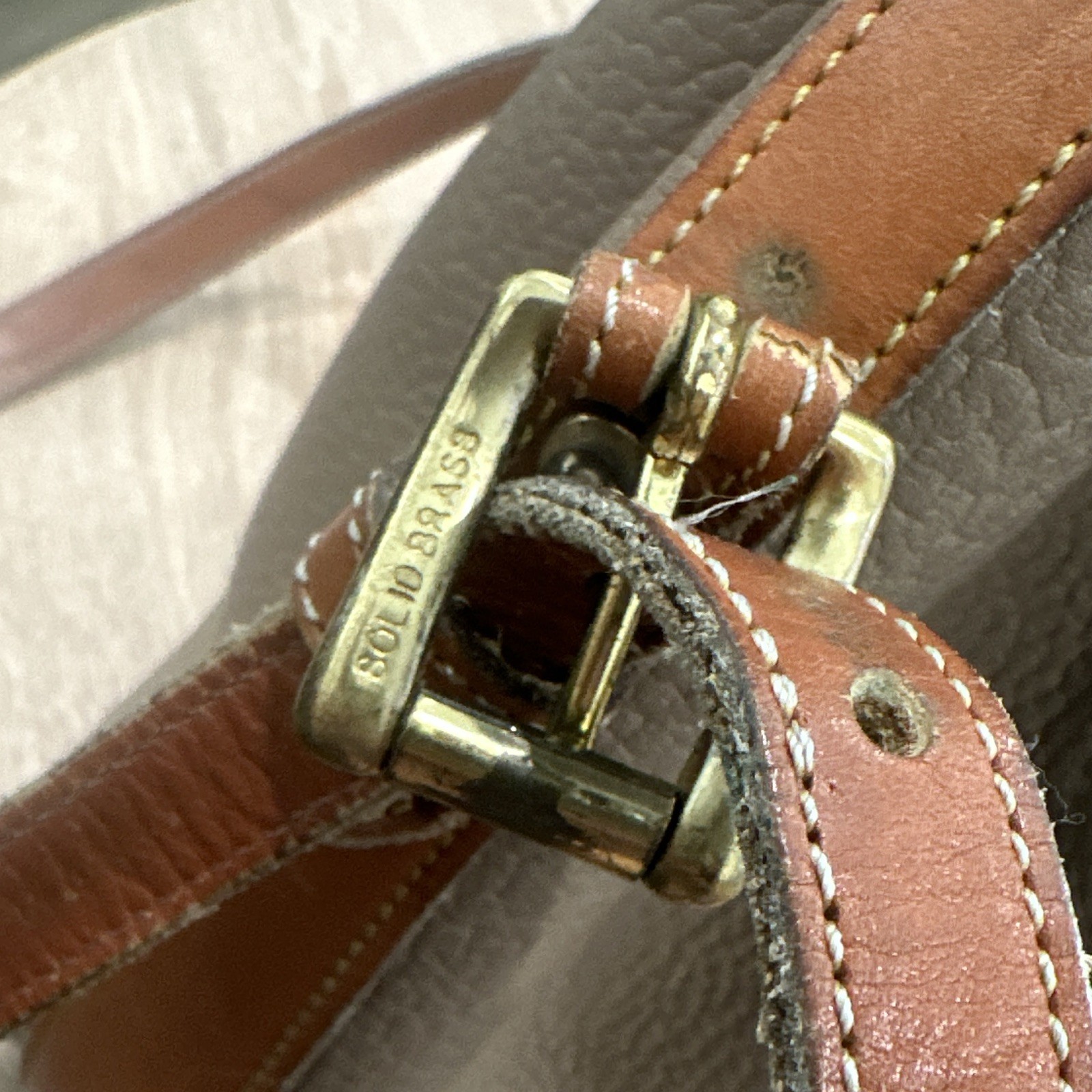 Dooney & Bourke Vintage Pebbled Taupe Drawstring Bucket Bag Detachable Strap
