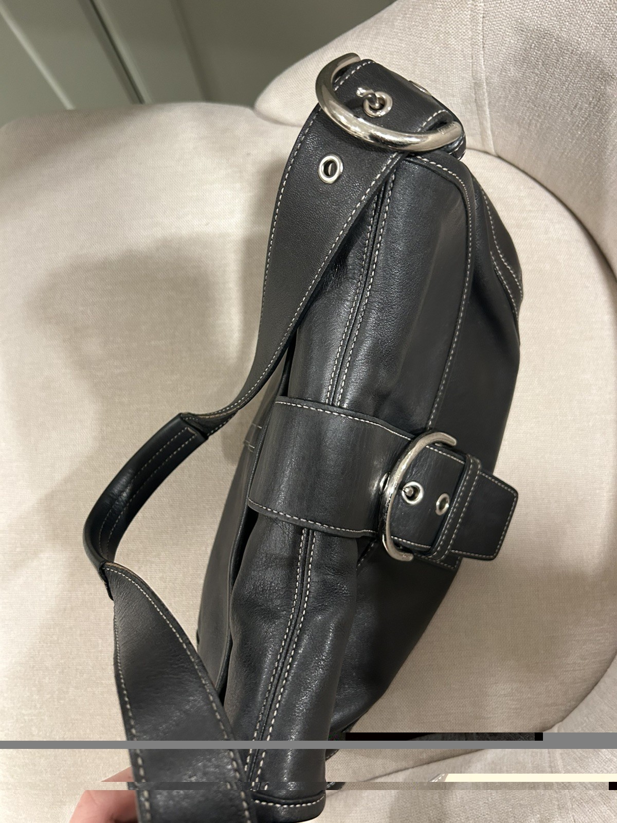 Vintage Coach Soho 9248 Black Leather Flap Shoulder Bag Buckle Y2K 2004