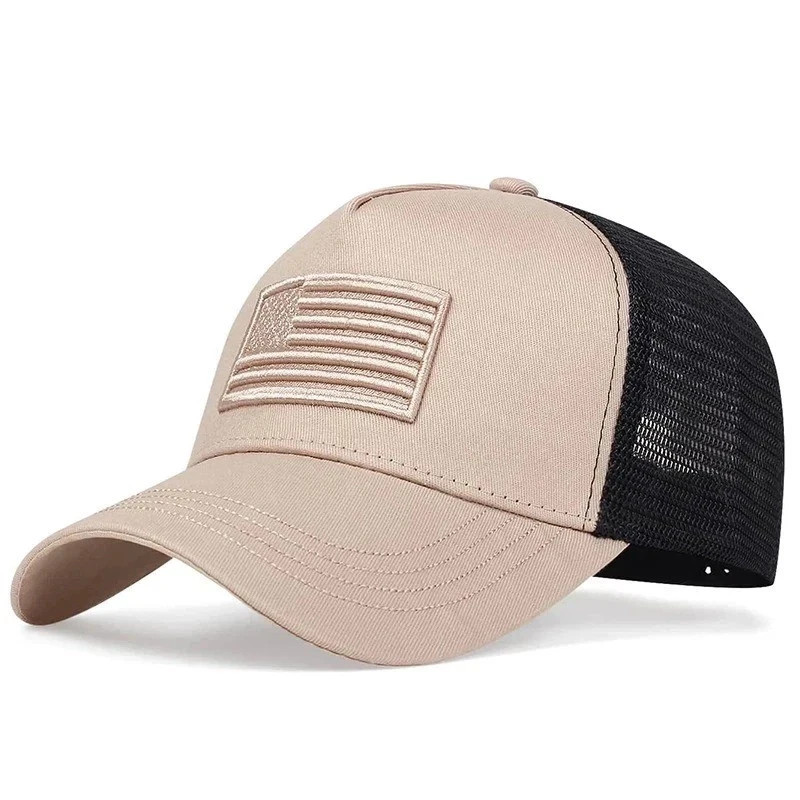 Army Green/Black American Flag Hat – Tactical Snap Back Trucker Baseball Cap