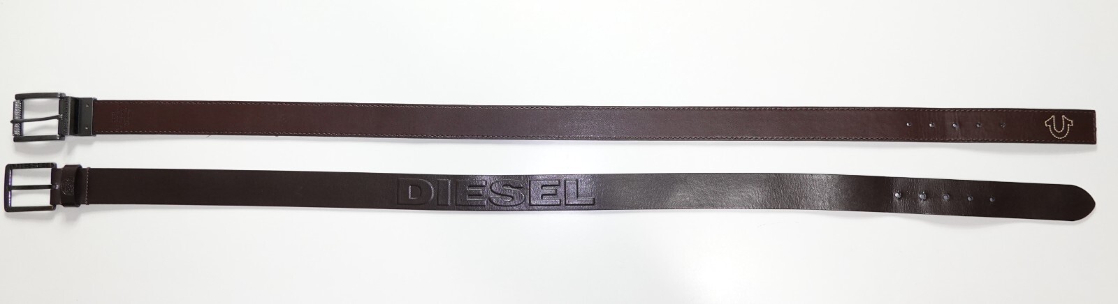 Diesel and True Religion Belts For pants Size 34 in BROWN, L45″xW1 1/2″ Lot 2
