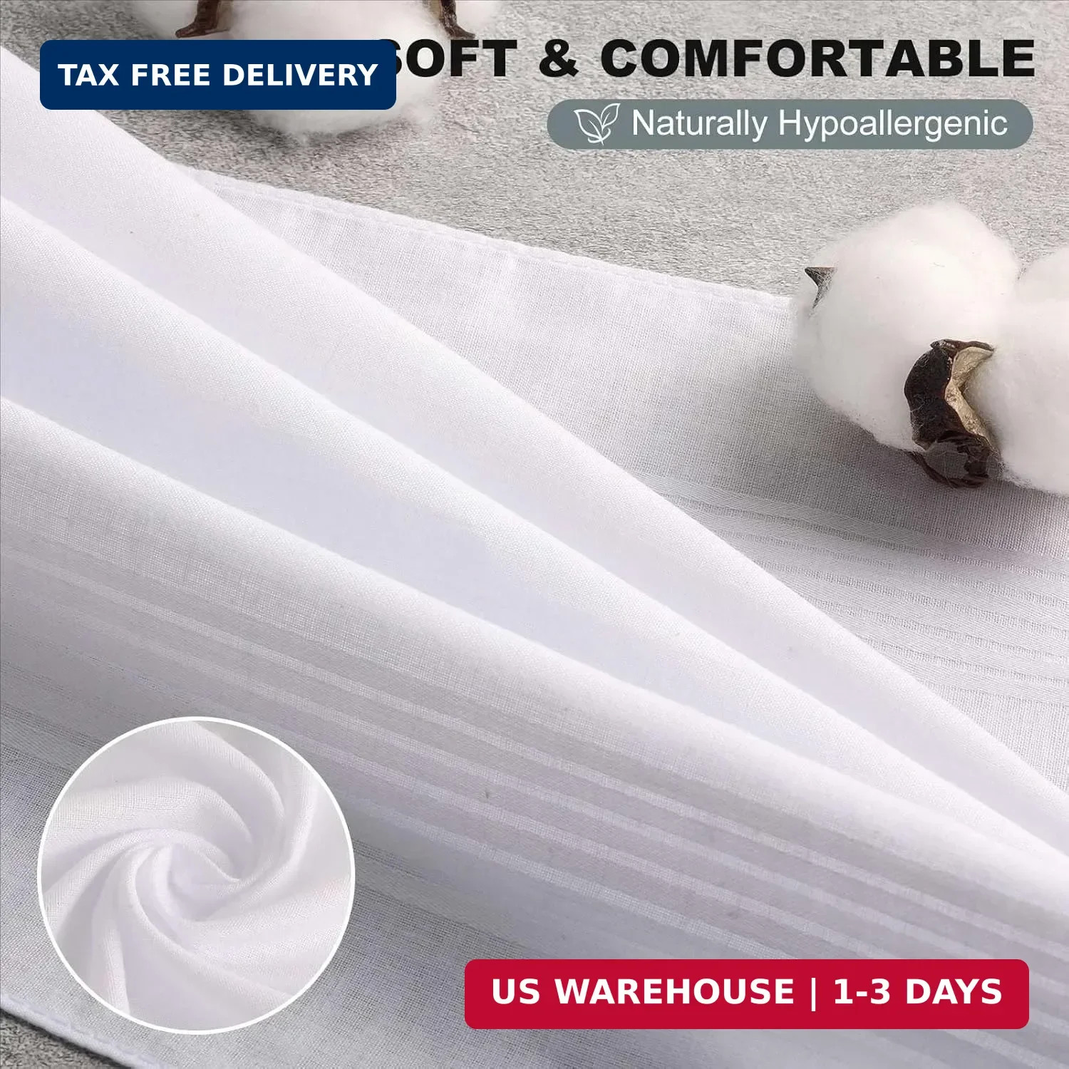 25 Pack Men’s Cotton Handkerchiefs, 16×16 Inch, White | 100% Soft Cotton, Bulk P