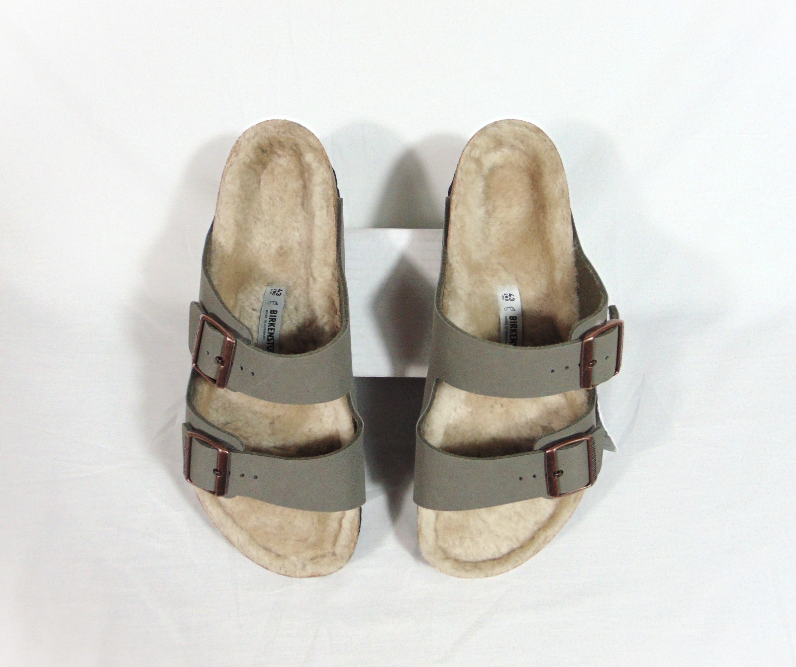 Birkenstock Arizona Shearling Birko-Flor Nubuck Sandals Sz 43 NEW 7953062 RARE