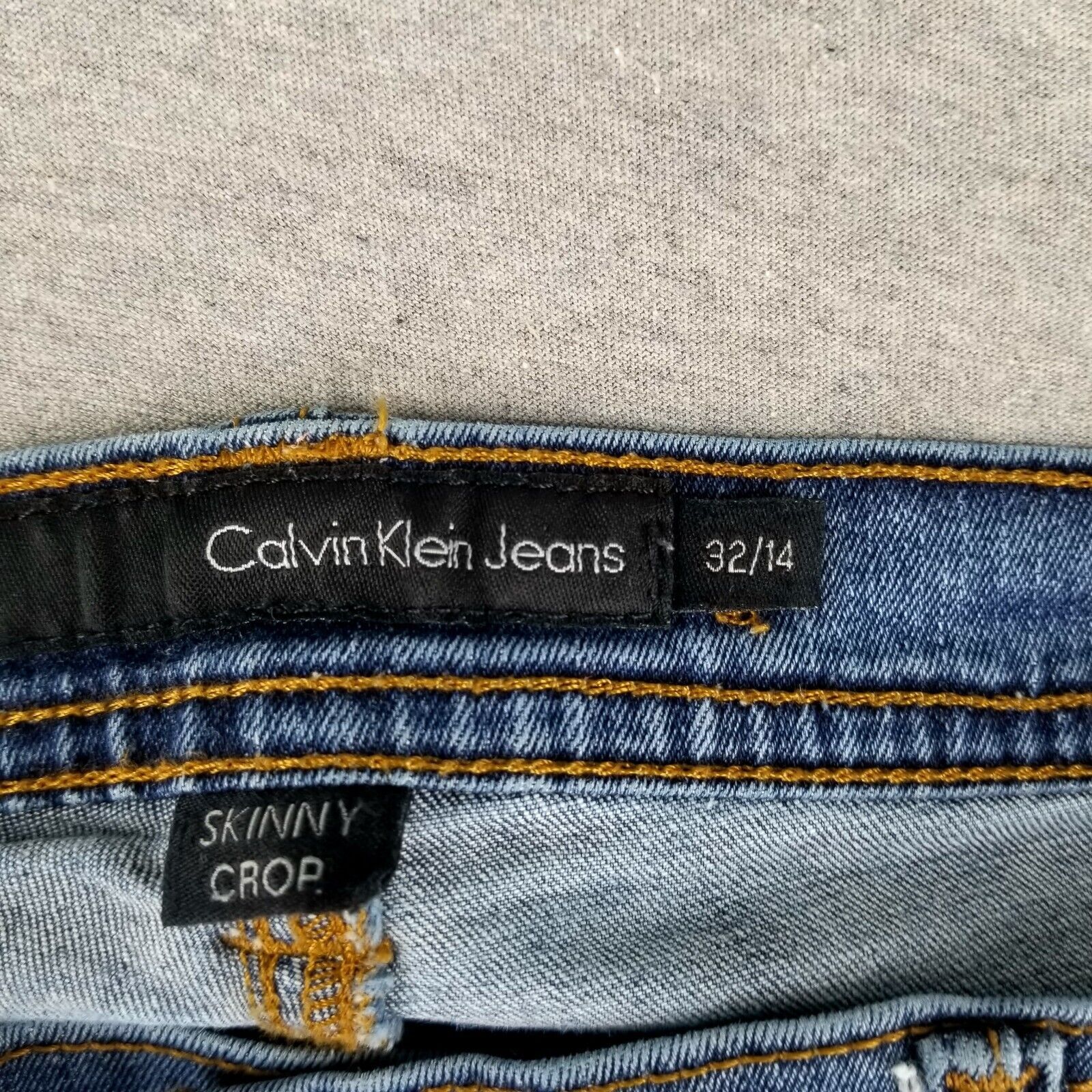 Calvin Klein Size 32/14 Skinny Crop Jeans Vintage Quality Thick Stretch Denim