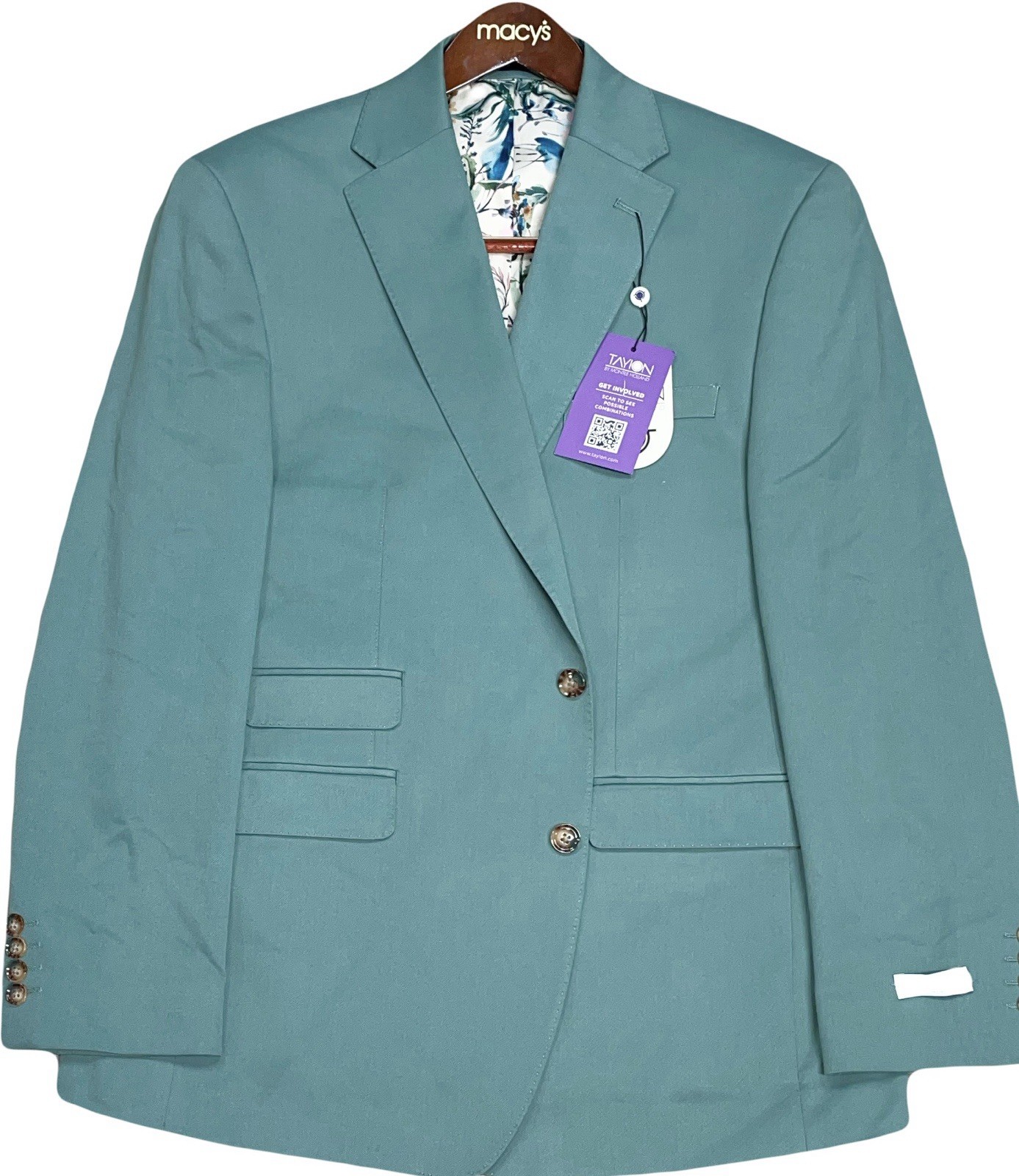 Tayion 42R Classic fit Suit Jacket Blazer Moss Green Solid Sport Coat New NWT