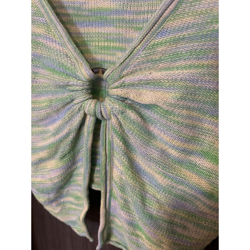 American Eagle Outfitters Cropped Top Women XS Y2K Green Yellow Cotton V-Neck