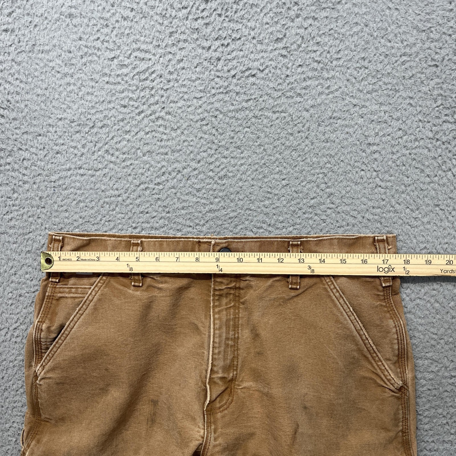 Carhartt FR Dungaree Fit Carpenter Pants Mens 36×30 Brown Canvas FRB229 Work