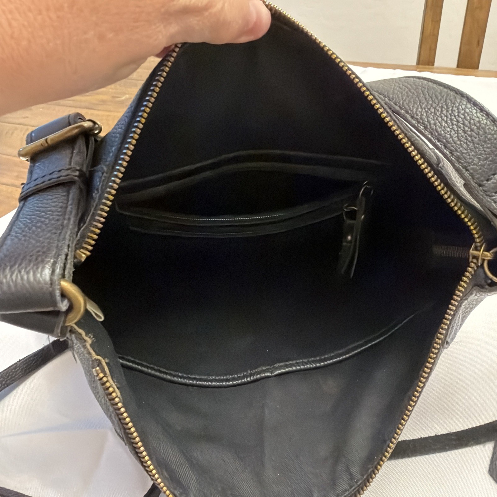 LUCKY BRAND SHANNON BLACK LEATHER CROSSBODY BAG