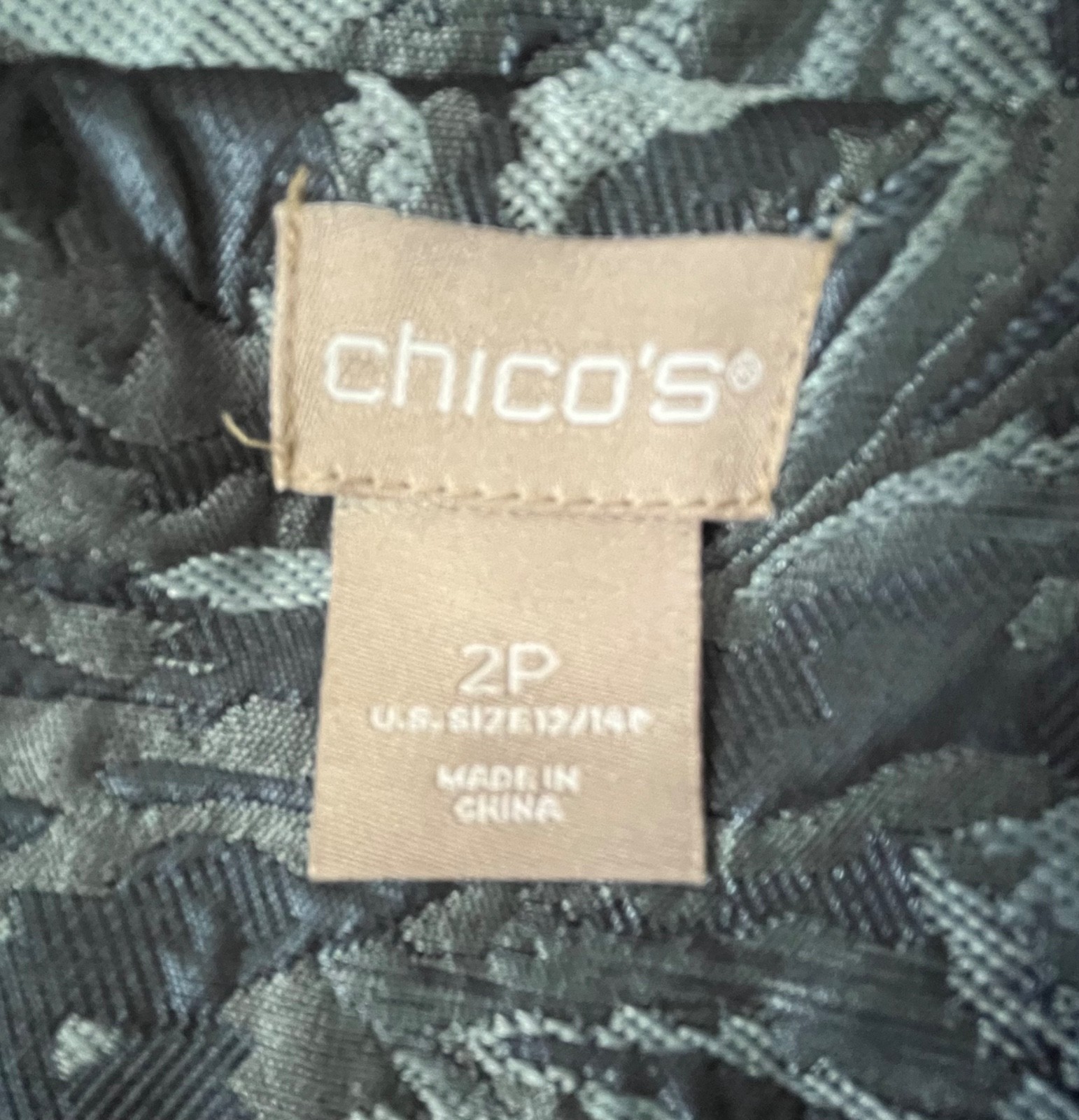 Chico’s Metallic Indigo Tonal Jacquard Open Front Topper Jacket 2P (US 12/14P)