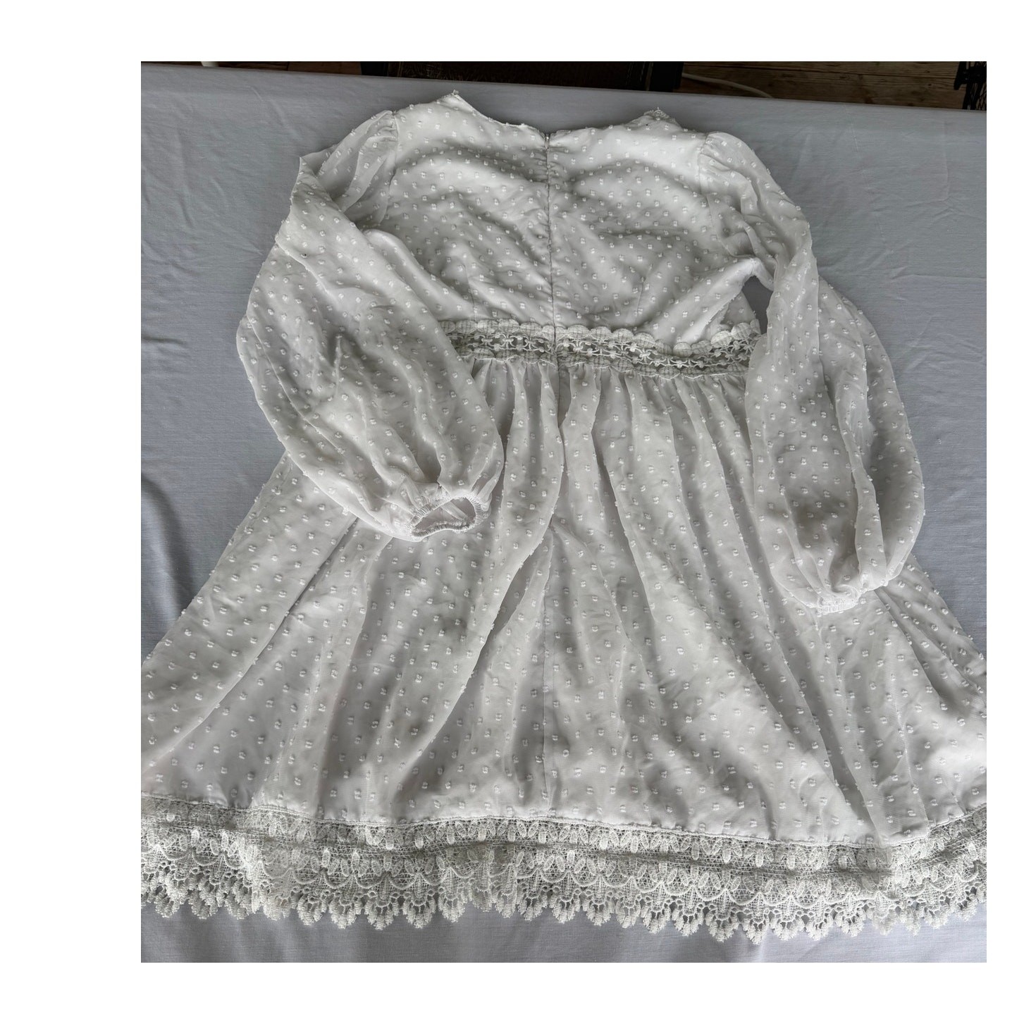 Fariycore Boho Coquette Cottagecore SHEIN White Swiss Dot Lace Mini Dress L